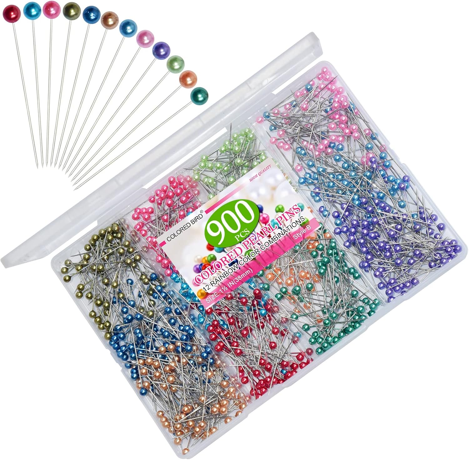 900PCS Sewing Pins for Fabric, Straight Pins with Colored