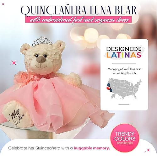 Miniatura 5 de 20" Quince Anos Quinceanera Last Doll Teddy Bear con vestido (pieza de centro) ~ Oro~ B16831-6