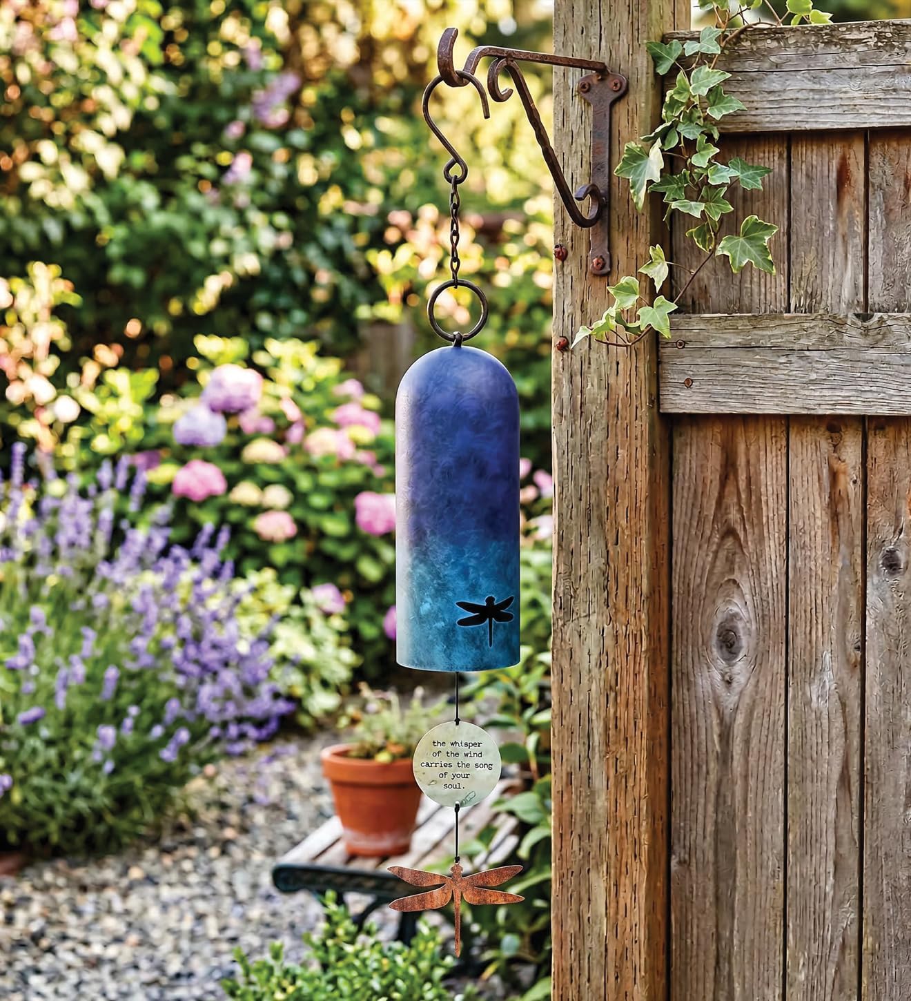 Regal Art & Gift Wind Bell for Outdoor and Garden Use | Decorative Hanging Bell with Soothing Chime Tones for Porch, Patio, Balcony, or Yard Décor | Steel Construction | Dragonfly |28 Inch