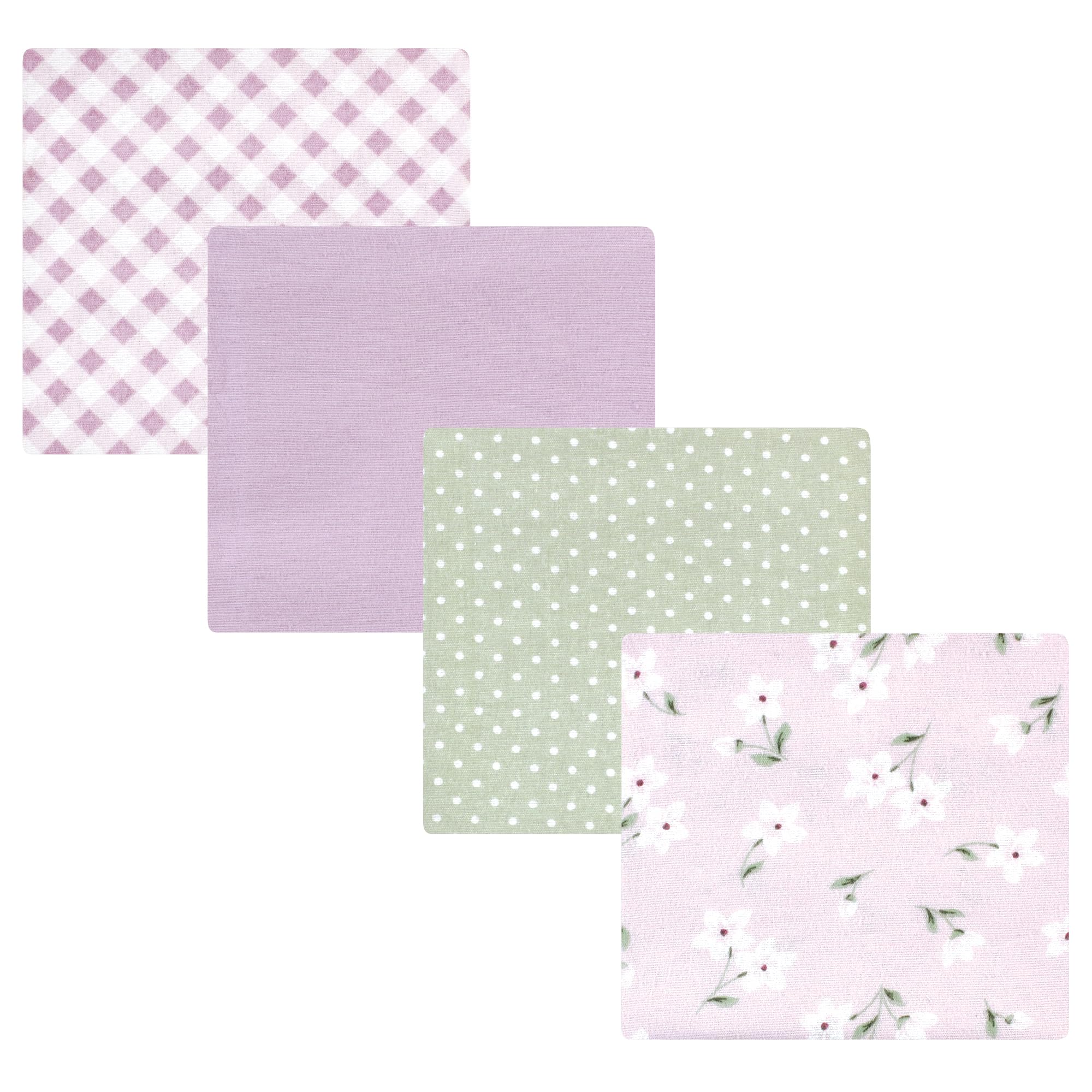 Hudson Baby Unisex Baby Cotton Poly Flannel Receiving Blankets, Purple Dainty Floral, One Size