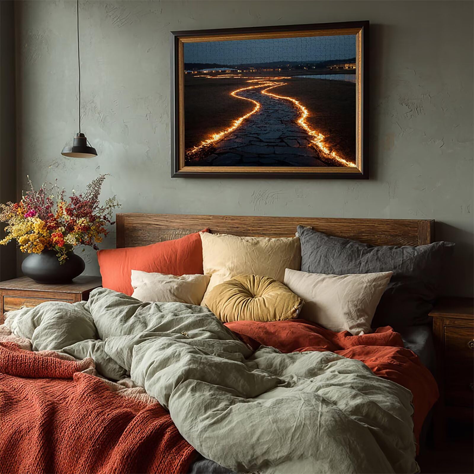 Puzzle 2000 elementów dla dorosłych, widok nocny, drewniane puzzle, 99 x 71 cm, części ściśle do siebie pasują, dla mężczyzn kobiet starszych seniorów, dekompresyjna, letnia dekoracja, prezenty