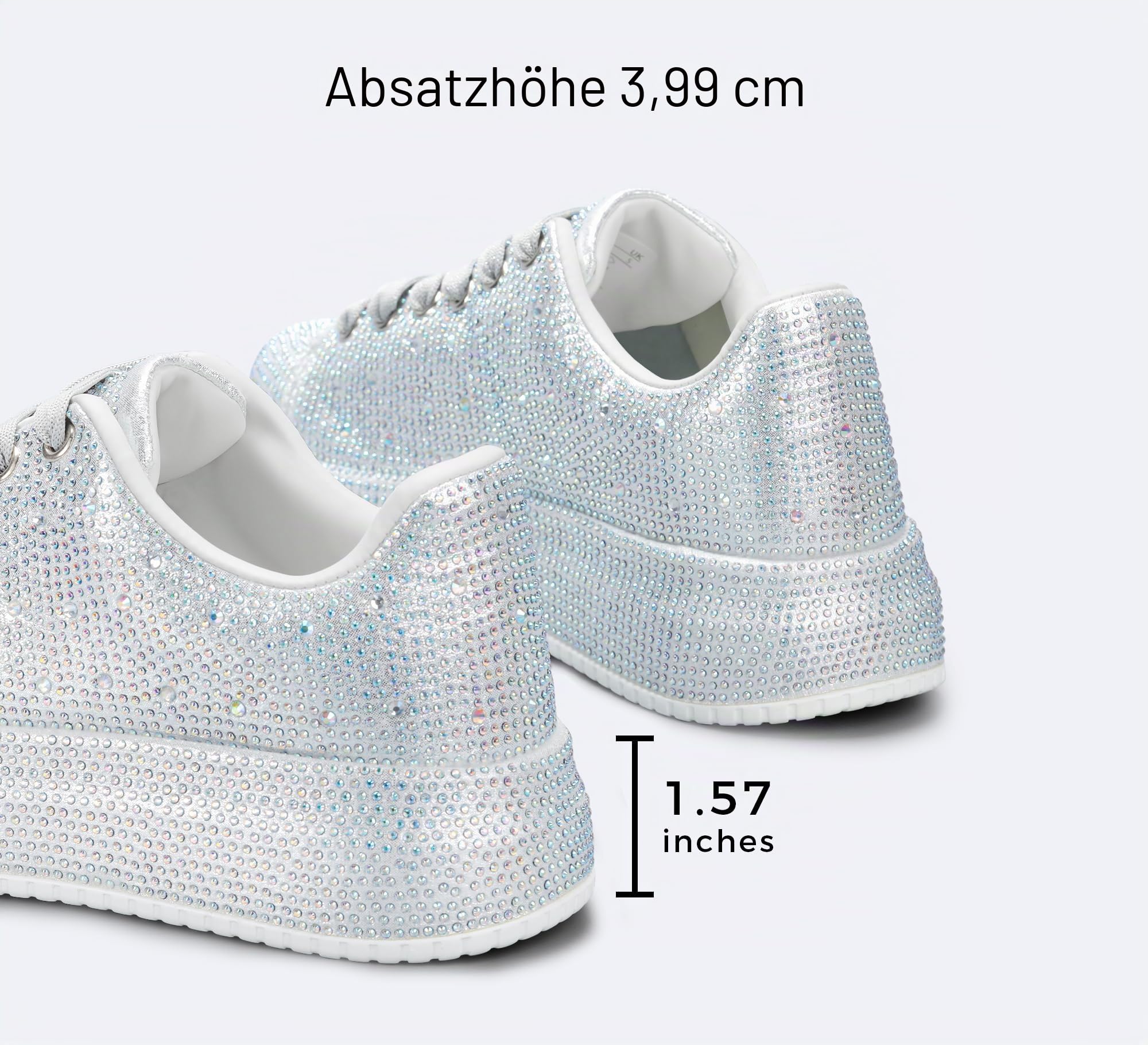 LUCKY STEP Strass-Sneaker für Damen, Plattform Funkelnde Glitzer-Bling-Tennisschuhe, Mode Hochzeit Braut Party Walking Sneakers