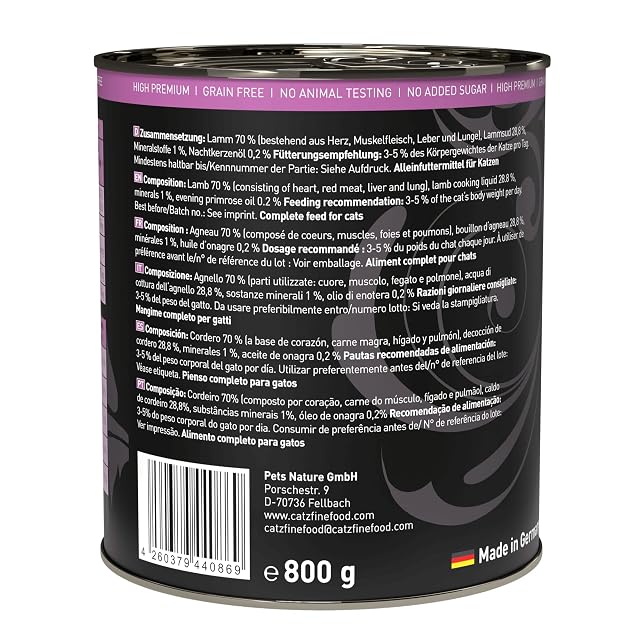 Foto 3 de 8 de catz finefood Purrrr - Alimento para Gatos monoproteína Mojado N° 111, para Gatos sensibles a la nutrición…