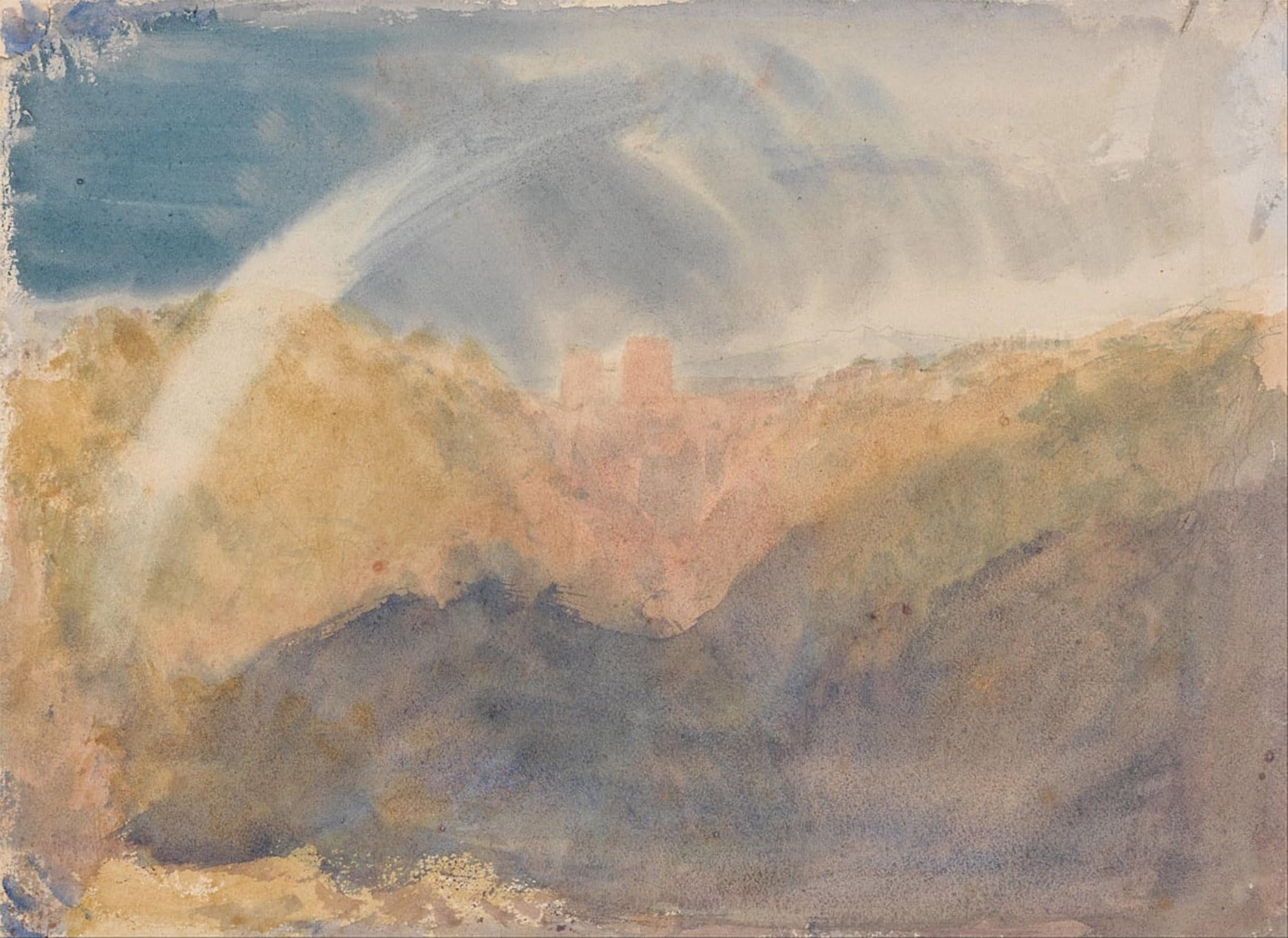POSTERIIk Vintage Classic Picture Landscape Artwork Crichton Castle Mountainous Landscape with a Rainbow by Mallord William Turner Portrait Canvas Painting for Office Home Decor 60x90cm