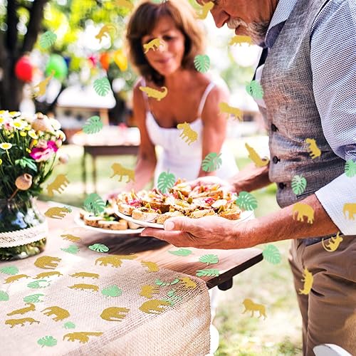 Miniatura 3 de 200 piezas de confeti de safari con diseño de animales de la selva, confeti dorado con purpurina dorada para zoológico, para baby shower, fiesta de