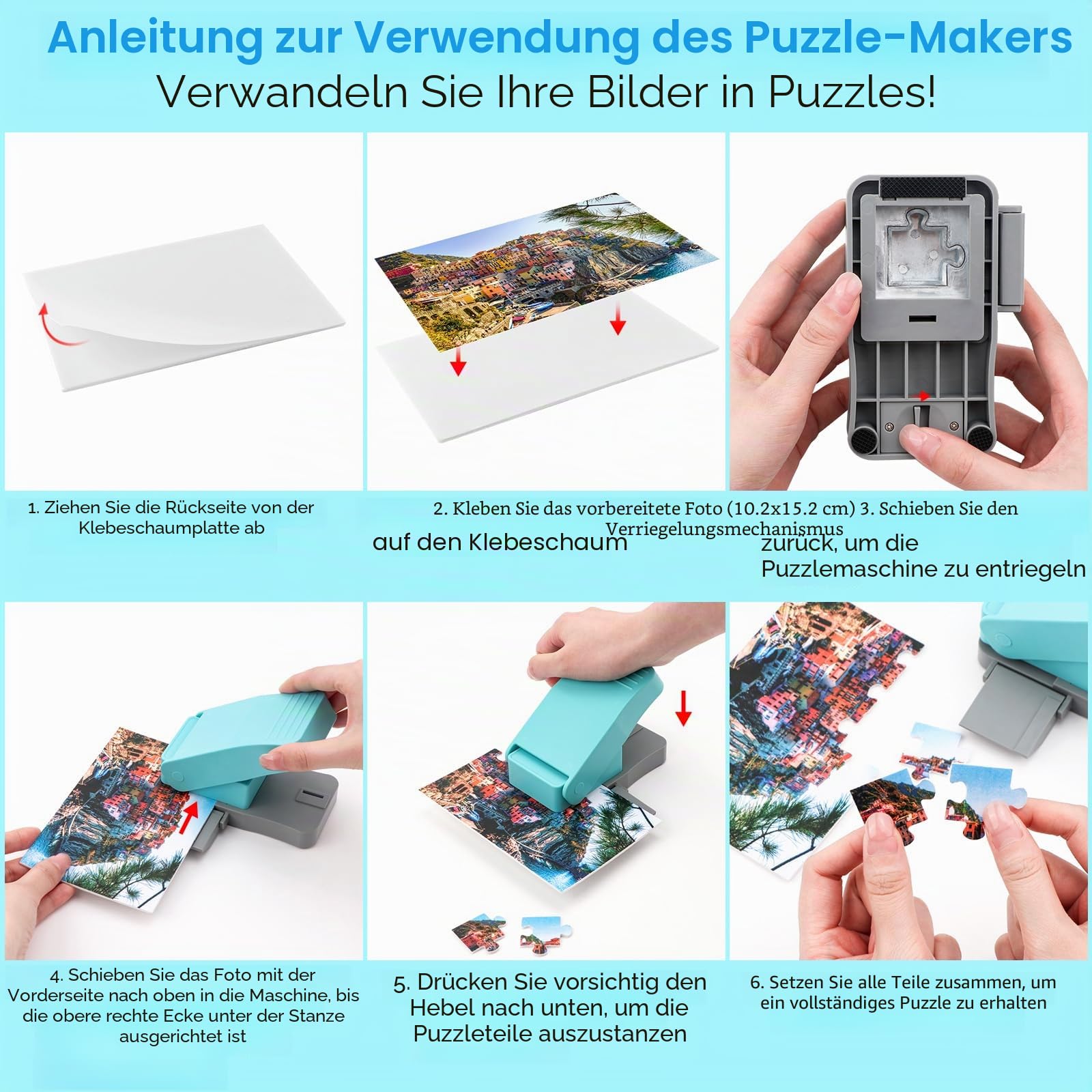 BAOFALI Puzzle-Stanzer, Mini-Puzzlemacher, tragbare Puzzleteile, Stanzmaschine für Kunst und Handwerk, Puzzle, Scrapbooking und DIY-Puzzle, Mini-Werkzeug