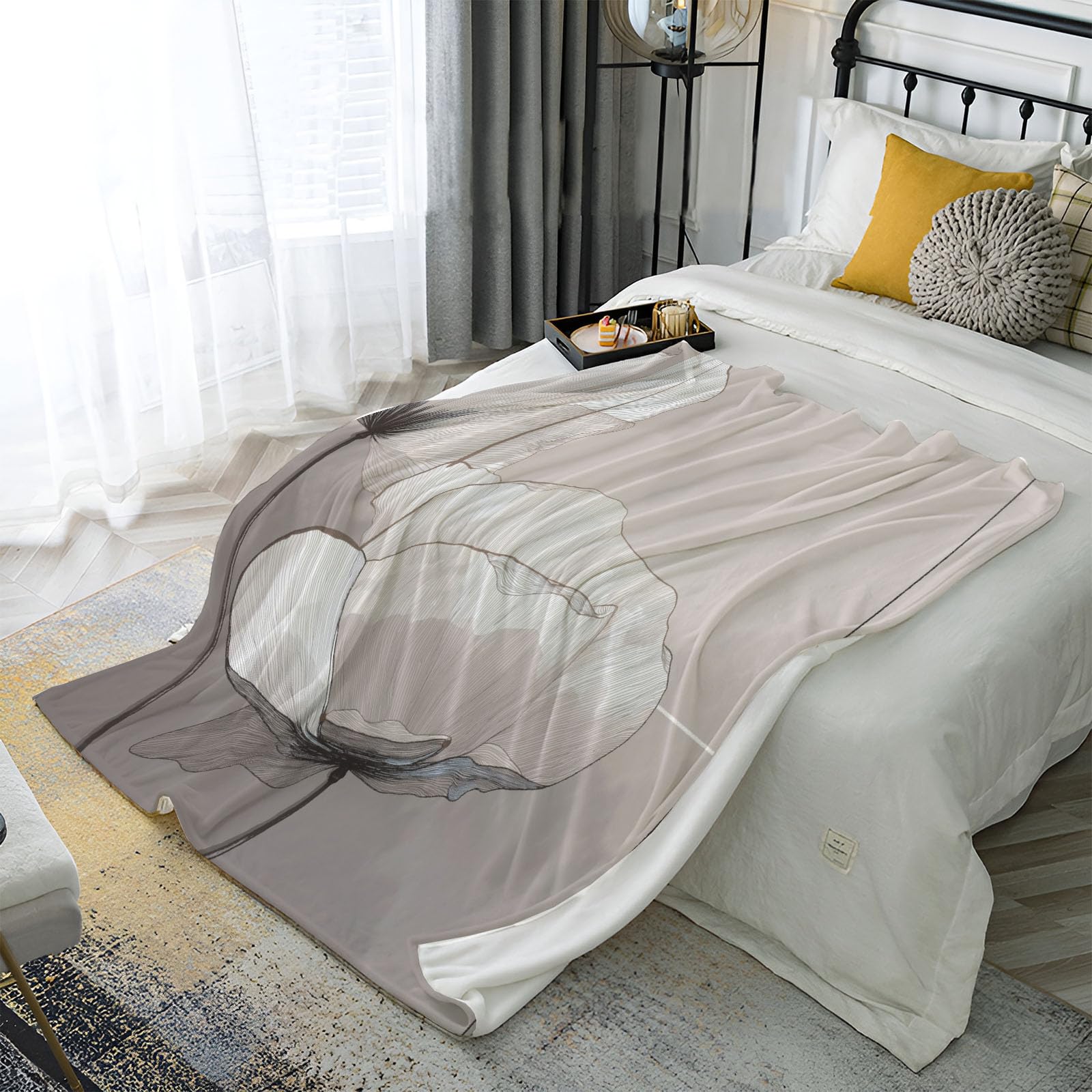 Plaid Canapé Grand Format Gris 220x240cm Idéal pour Vos Soirées Cocooning en Famille et Mode Lit