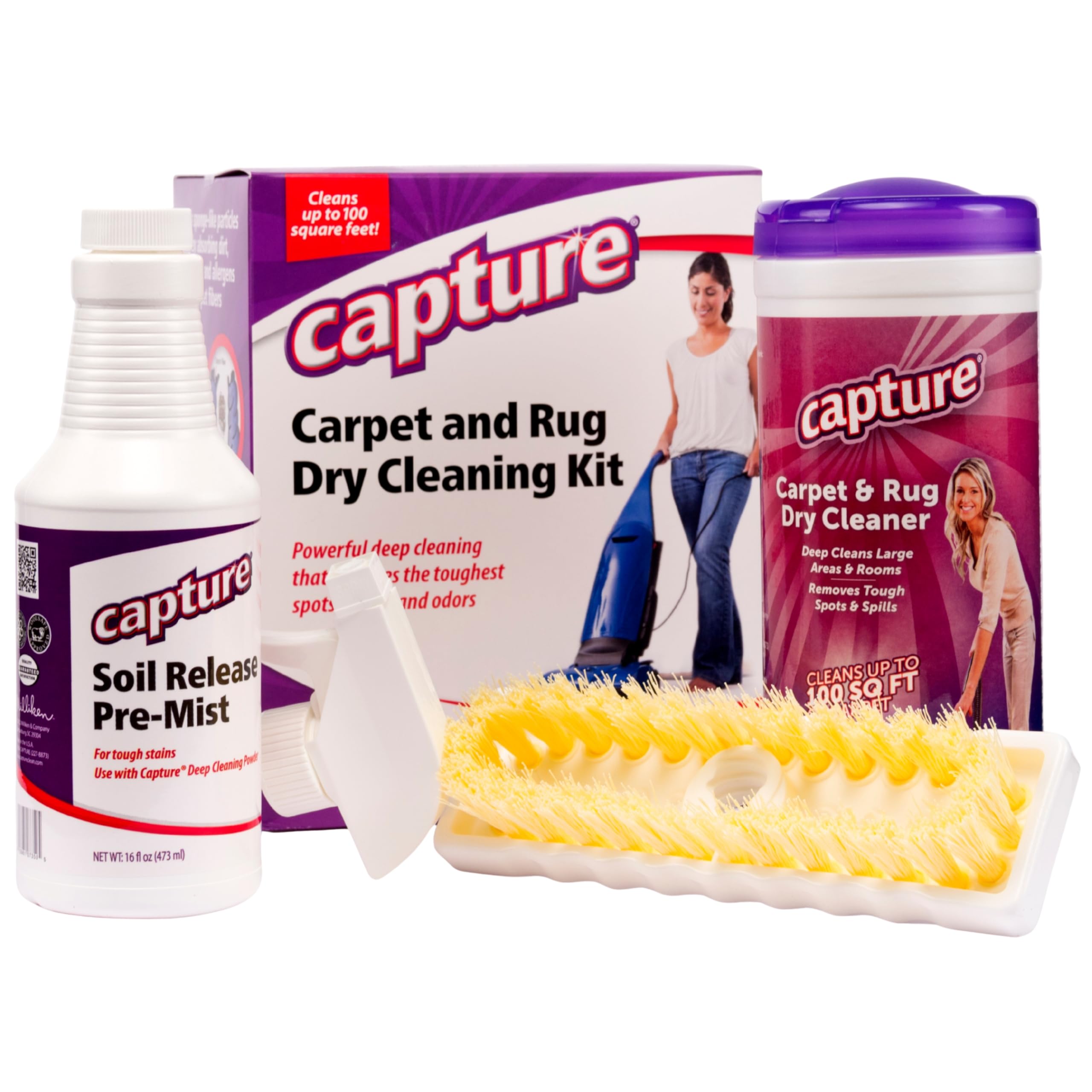 Capture Carpet Total Care Kit 100 - Home Couch and Upholstery, Car Rug, Dogs & Cats Pet Carpet Cleaner Solution - Strength Odor Eliminator, Stains Spot Remover, Non Liquid & No Harsh Chemical