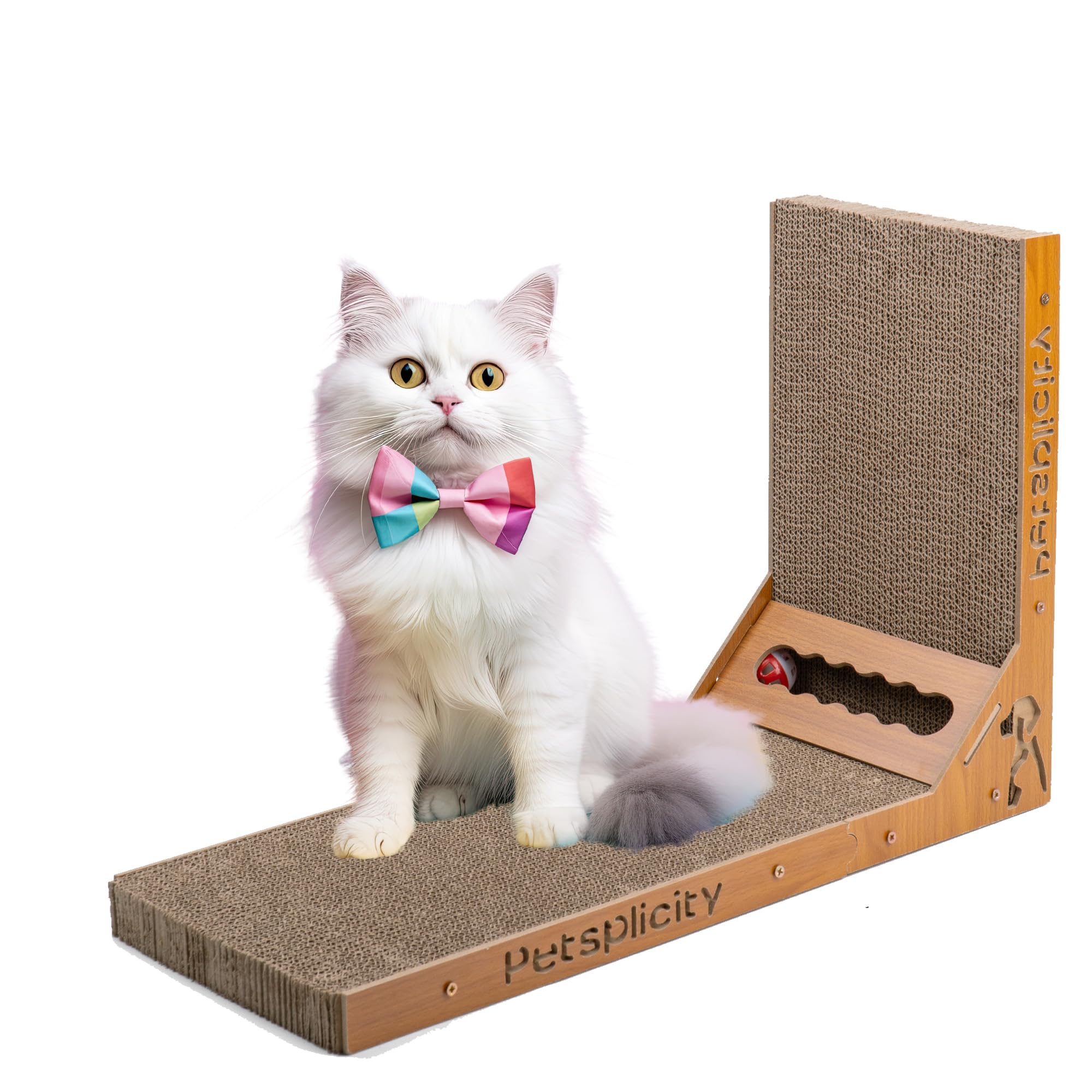 Petsplicity L Shape Cat Scratch Large Pad Wall Mounted - Durable Cardboard Scratcher for Indoor Cats, Space-Saving Design, Protects Furniture, Vertical & Horizontal Use, Catnip Included, Eco-Friendly
