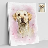 Dotride Custom Pet Portrait Watercolor Painting from Photo - Personalized Dog Cat Memorial Gift, Canvas/Framed Print, Made in USA