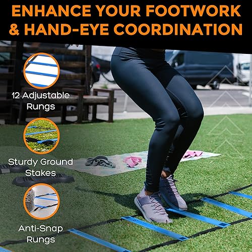 Miniatura 4 de Equipo de entrenamiento de fútbol, juego de escalera de agilidad, equipo de entrenamiento de velocidad deportiva y agilidad con conos y taladros,