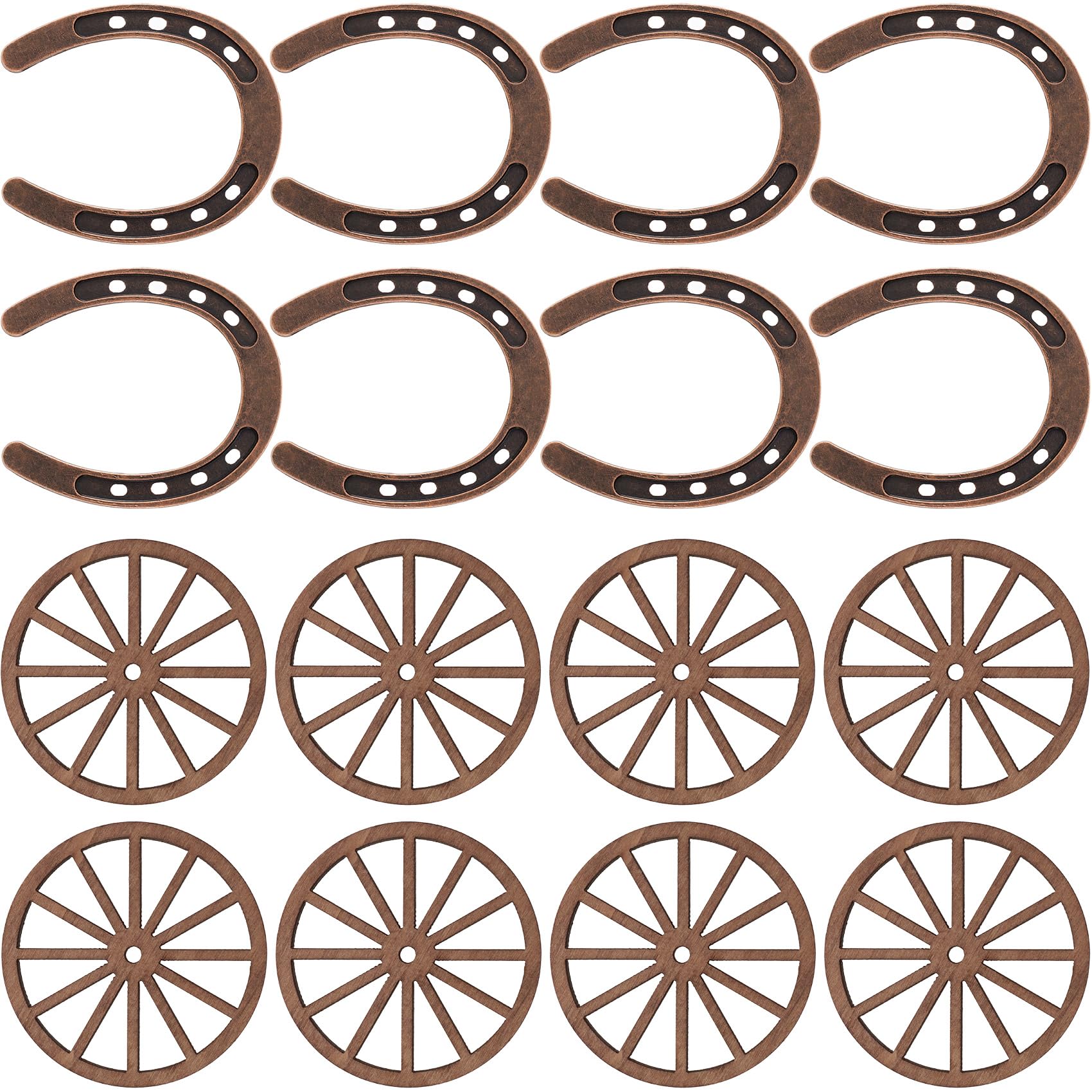 OIIKI 24pcs Unfinished Wood Wheel for Craft, 3 Styles Blank Slices Wooden Wheels, Car Train Wagon Cutouts Pieces for Painting Drawing DIY Party Home Decor- Brown