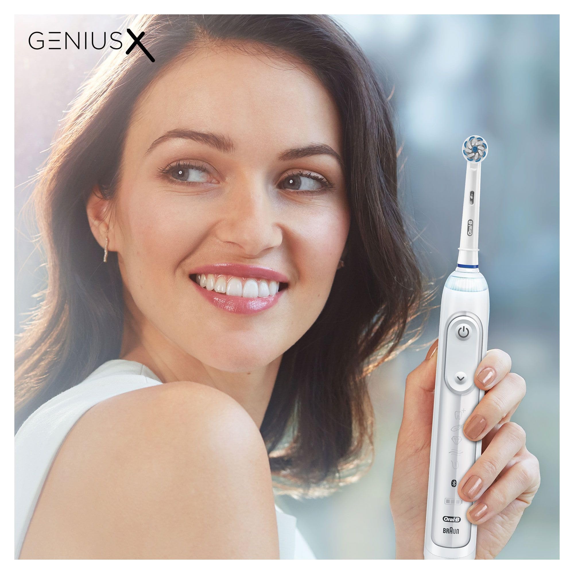 Oral-B Genius X Spazzolino Elettrico 6 Modalità di Spazzolamento, Protegge le Gengive, Azione Sbiancante, Intelligenza Artificiale, 1 Testina, Batteria Litio, Idea Regalo, Bianco
