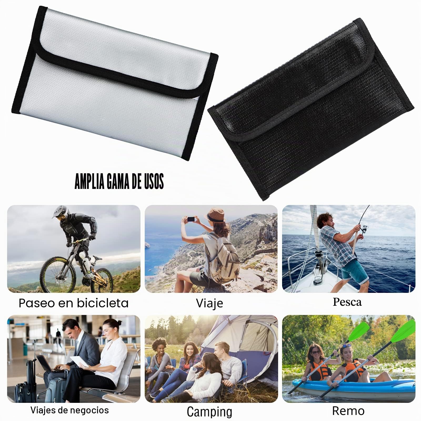 2 Piezas Bolsa Ignifuga Dinero De Documento Impermeable Prueba Fuego Seguridad Para Guarda Documentos A4 Bolsas Efectivo IgníFuga Almacenamiento Sobre Ignifugo Resistente Para Objetos de Valor