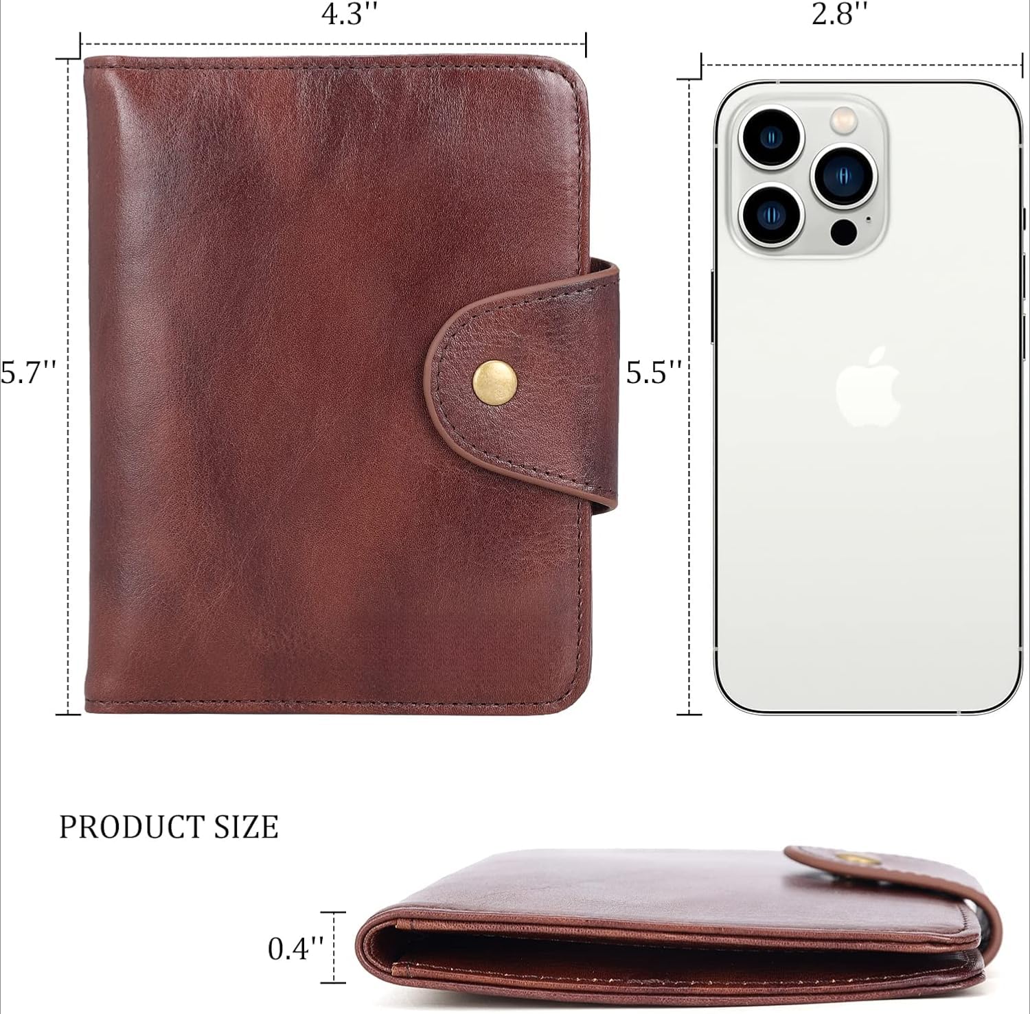 Cartera de piel auténtica funcional RFID plegable para pasaporte de viaje, Café (Coffee1), Vintage