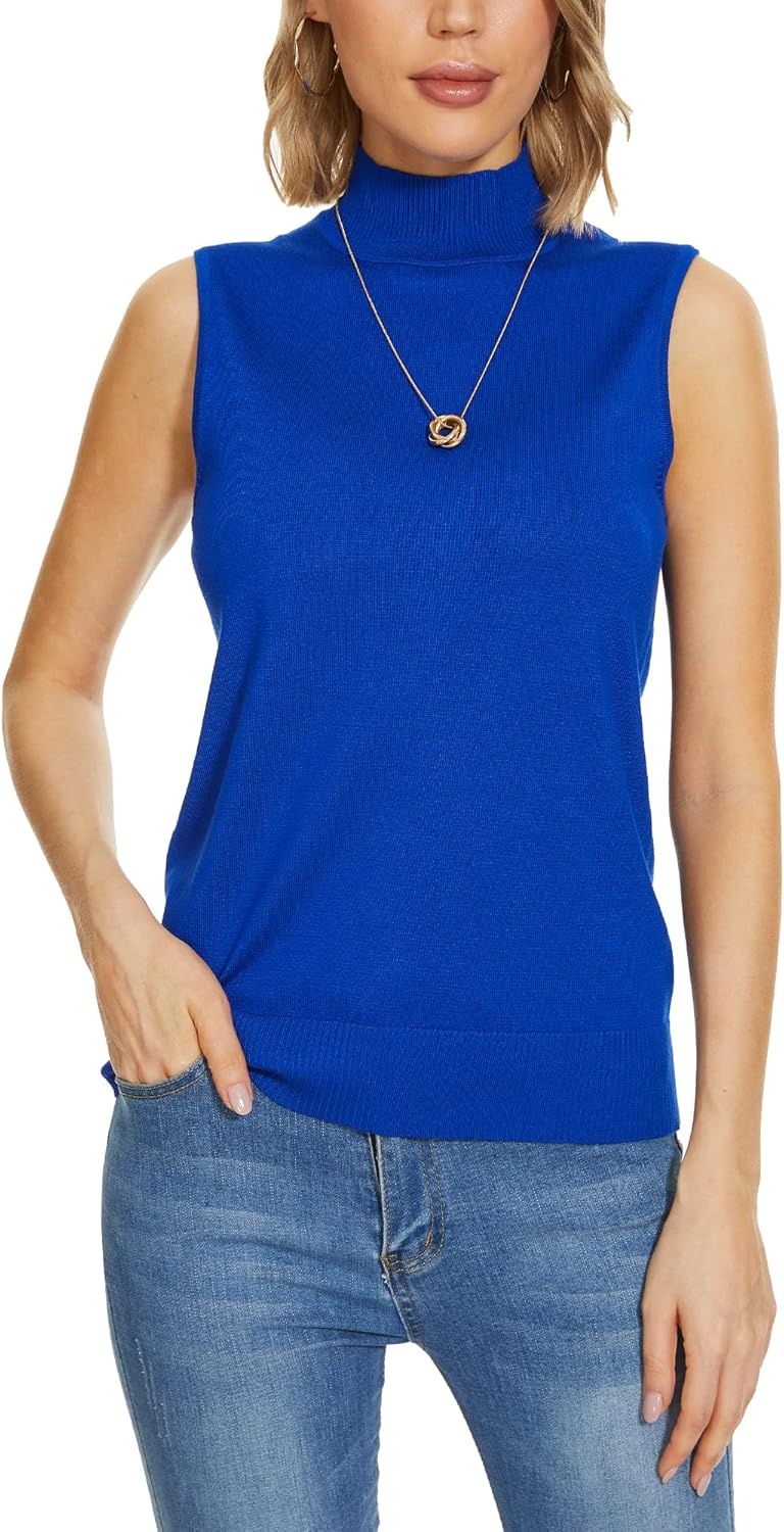 INKOFF Sleeveless Mock Neck Turtleneck Knit Tops Women Dressy Casual Sweater Vest Business Work Tank