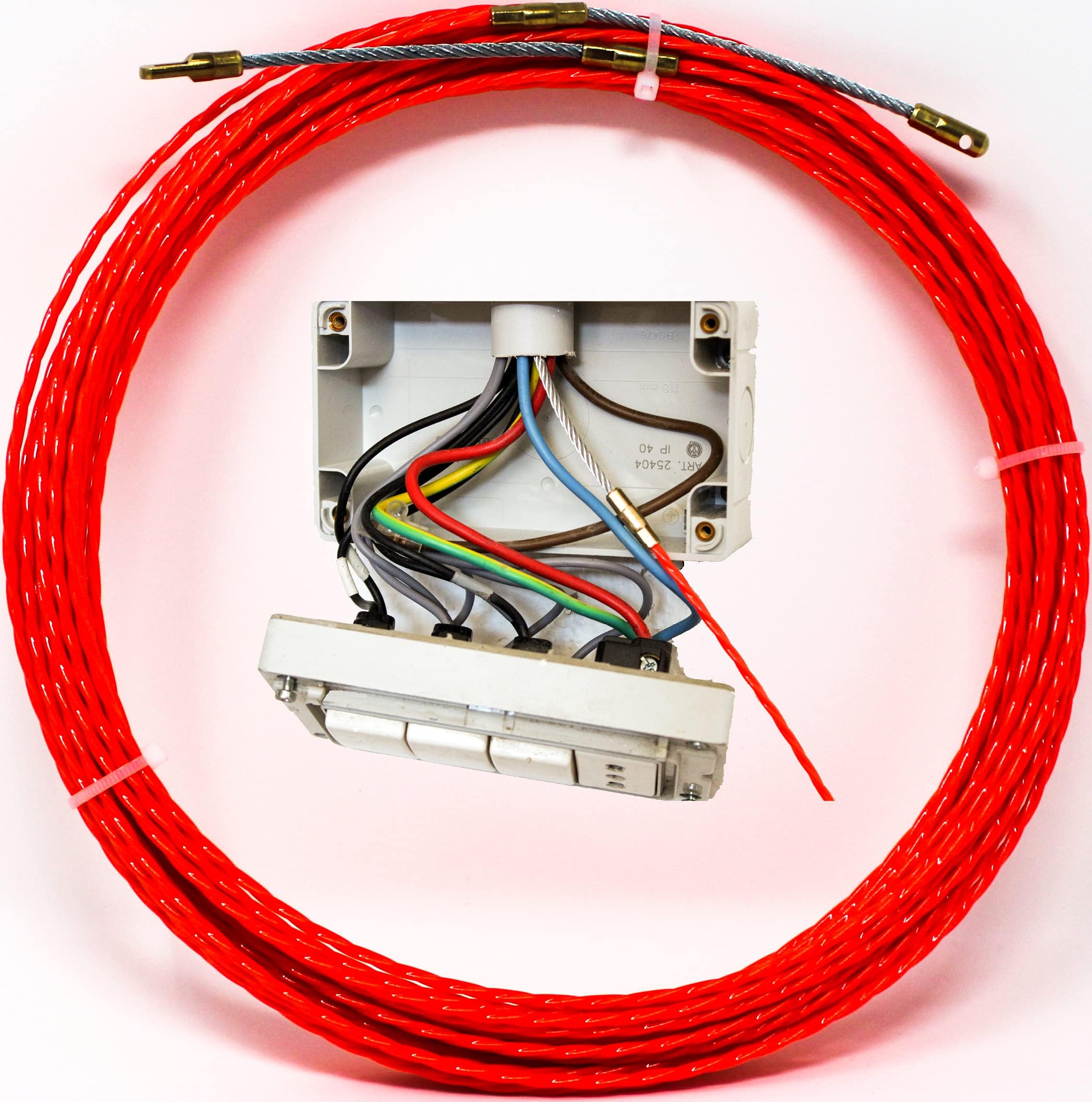 Veridium Sonda Passacavi Professionale Bidirezionale 3 mm 15 m, Pilota Passacavo Fili Elettrici per Tubazioni da 16-20 mm, Molla Elettricista in Poliestere con Doppia Testa Flessibile
