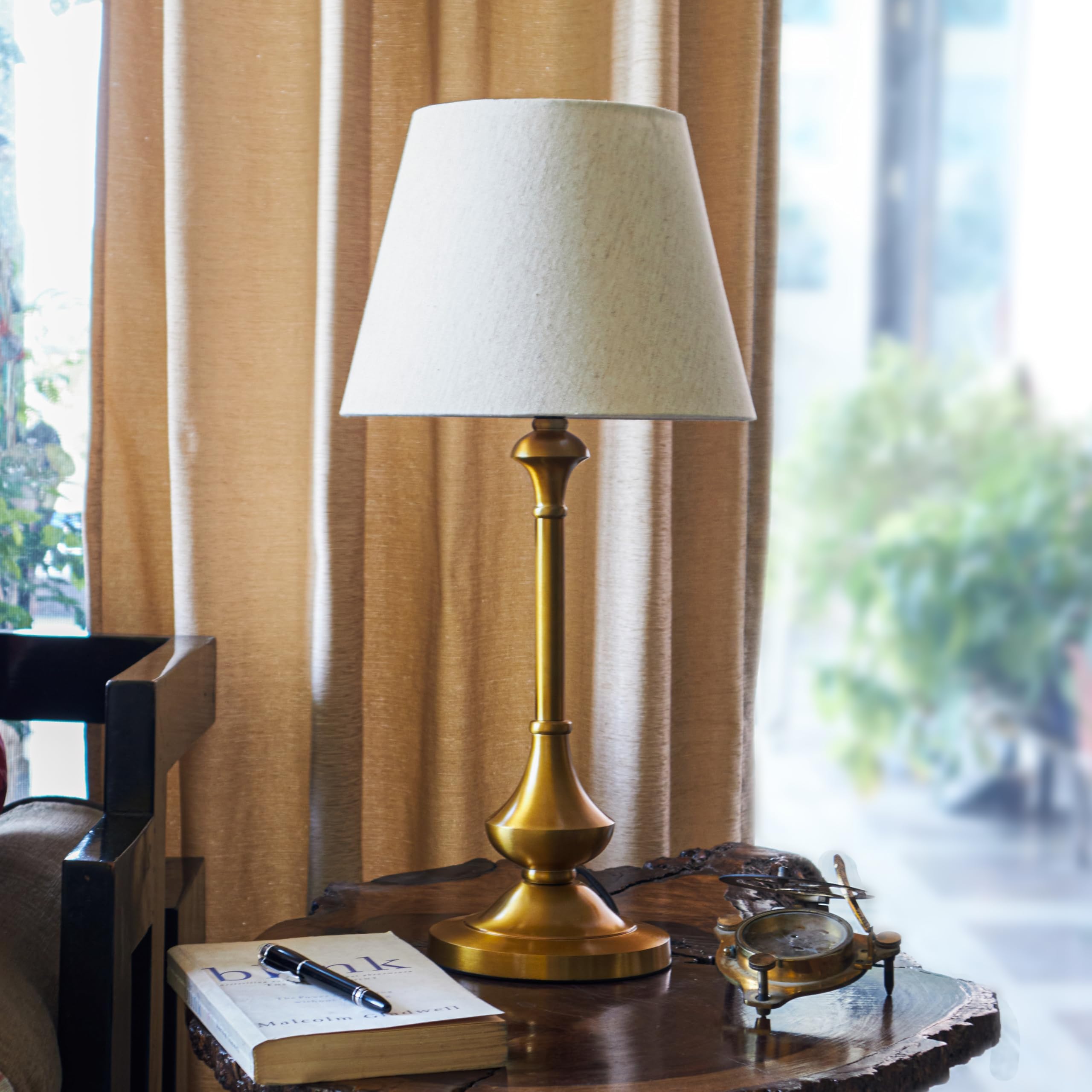 BlueBite Trends Floor Lamp (Red) | 4.75 ft | Cotton Fabric Drum Shape ...