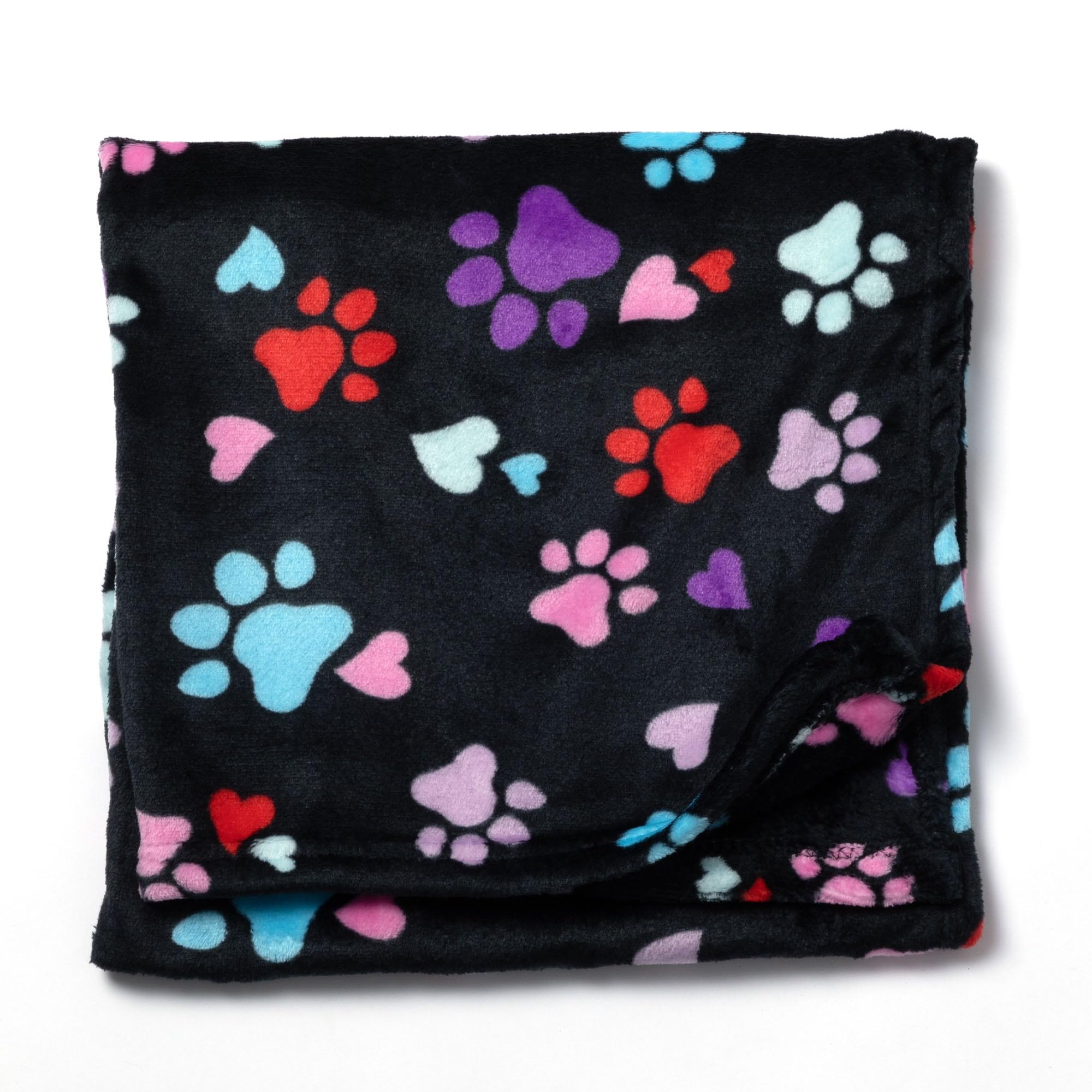 Pet Dog Cat Blanket Ultra Soft Cozy Fleece Paw Print Design Machine Washable Durable for Crates Beds Sofas Travel (Loving Paws, Large)