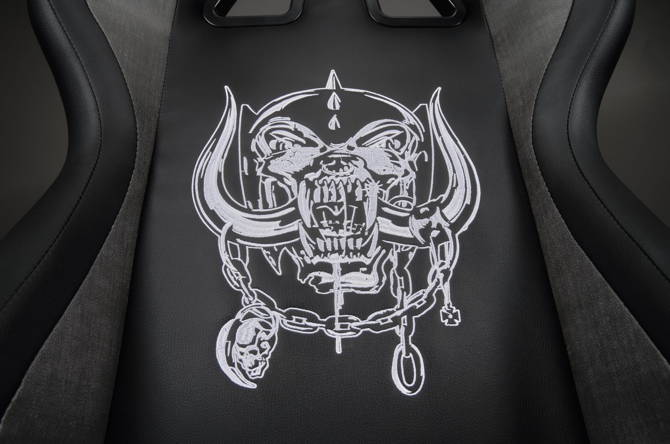 Subsonic Motorhead Sedia da Gioco o da Ufficio, Sedia Gaming Adulti, Seduta Confortevole, Poggiatesta Integrato, Braccioli e Altezza Regolabili, Schienale Ergonomico, Nero