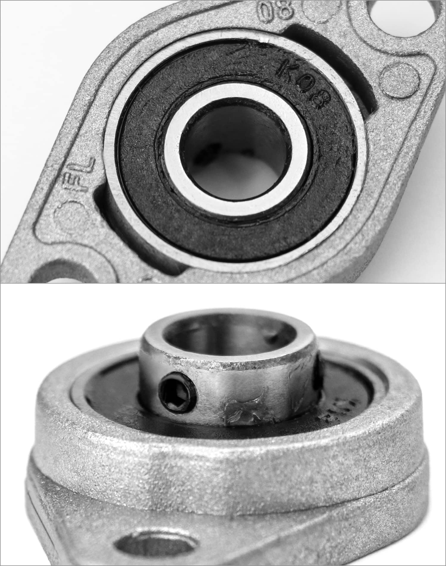 QWORK® 6 sztuk łożysko kołnierzowe KFL08, łożysko poduszkowe 8mm, kulka wewnętrzna ze stopu cynku, łożysko kulkowe zespołu poduszkowego do drukarki 3D
