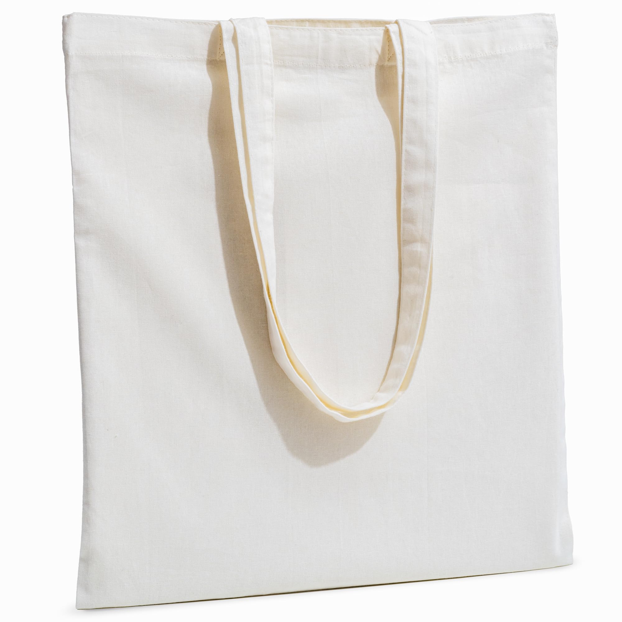 Carrywell (Not Made In China) Canvas Tote Bags 5-Pack, 15"x16", Bulk Organic Cotton Reusable Shopping Bag, Blank Cloth Totes With Handles