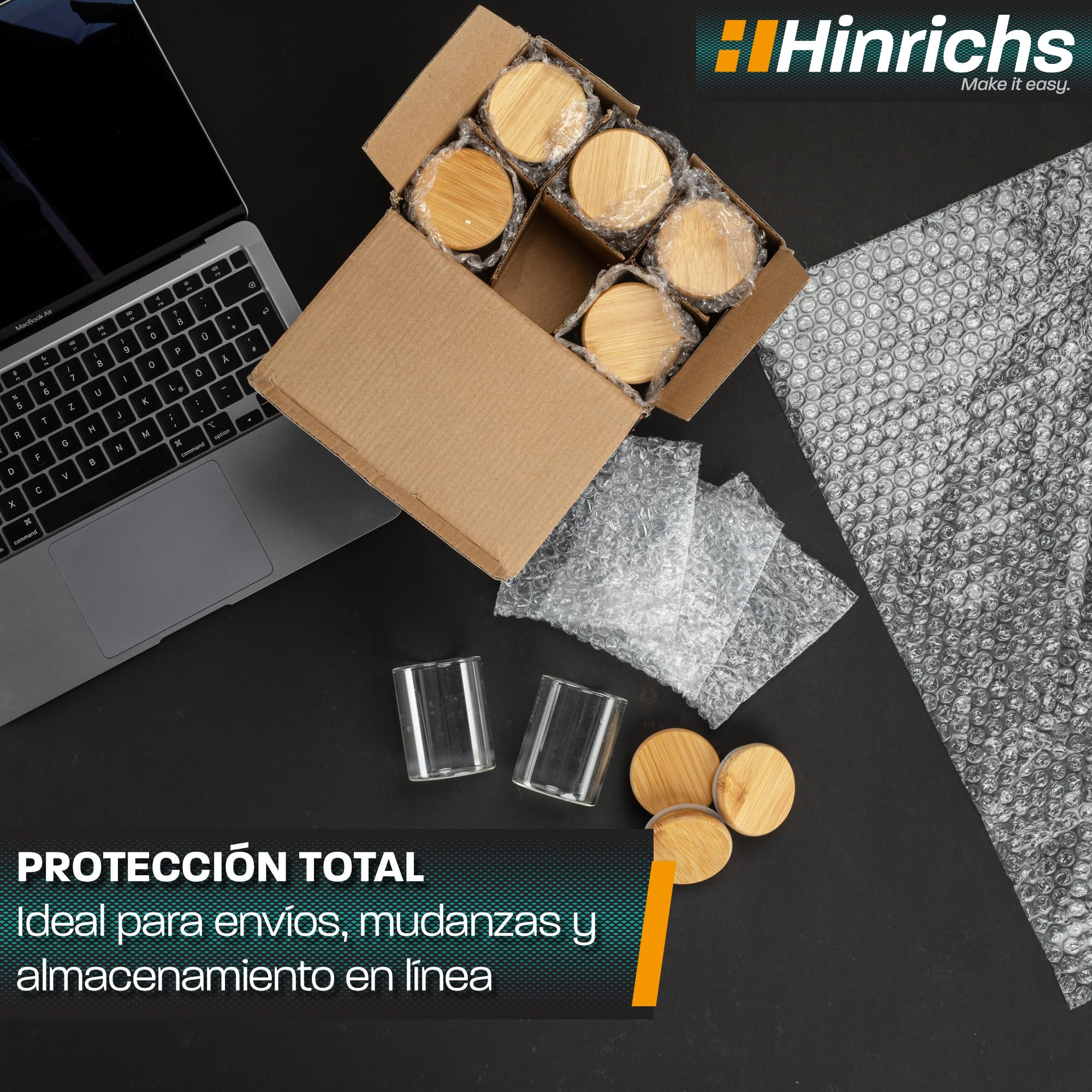 Hinrichs Rollo de Papel Burbujas 10m x 40cm - Ideal para Envíos, Embalajes y Mudanzas - 100% Reciclable - Plástico de Burbujas como Material de Embalaje - Material de Amortiguación