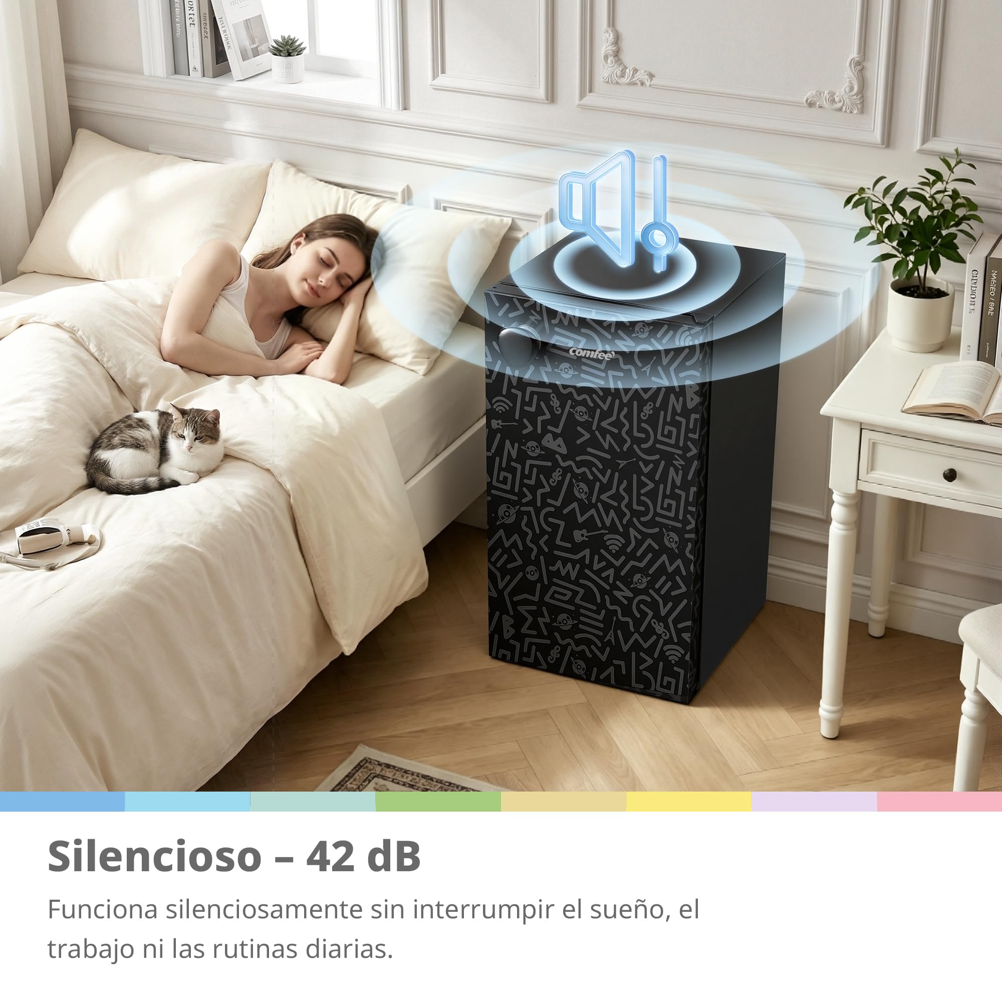 Comfee' RCD92BF2EUY(E) Refrigerador 1 Puerta 88 L, Refrigerador Compacto Bajo Encimera, Temperatura Ajustable, Bajo Nivel De Ruido, Mini Frigorífico De Instalación Libre, Puerta Reversible, Negro