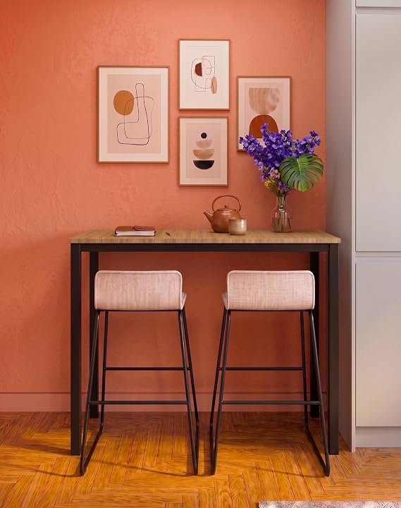 Meşe Siyah Bar Masası 116x45x92cm – Mutfak Masası, Kahve Köşesi ve Çok Amaçlı Kullanım