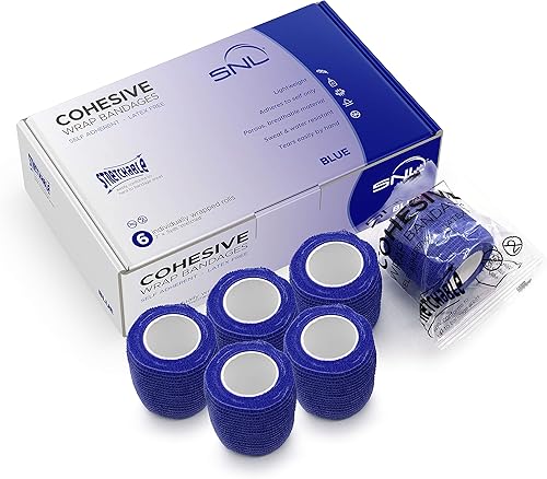 SNL, vendaje cohesivo de 2 pulgadas x 5 yardas, sin látex, rollos envueltos individualmente, adhesivo, elástico, transpirable, primeros auxilios,