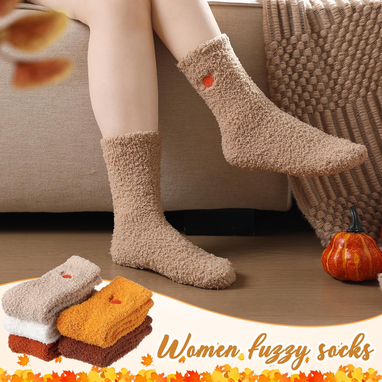 Shyyween 5 Pairs Fuzzy Socks for Women Gifts Soft Fleece Cozy Fluffy Warm Crew Slipper Socks