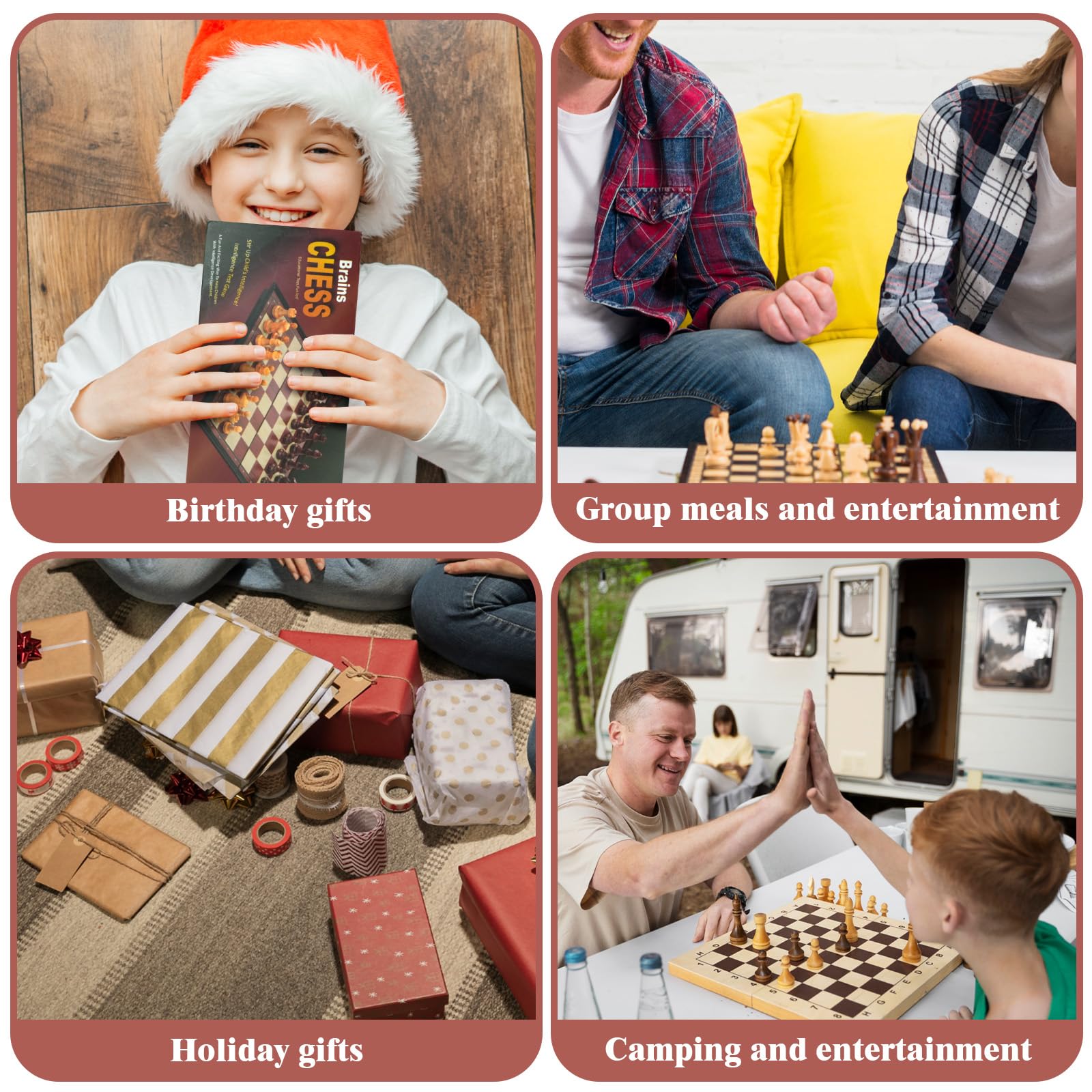 Echiquier, 24 × 24 cm Jeu D'Échecs en Pliable Echiquier Grain de Bois en Plastique, Deluxe Echecs Magnétique, Portable Chess Board Echequier pour Enfants Adultes Fête Voyage