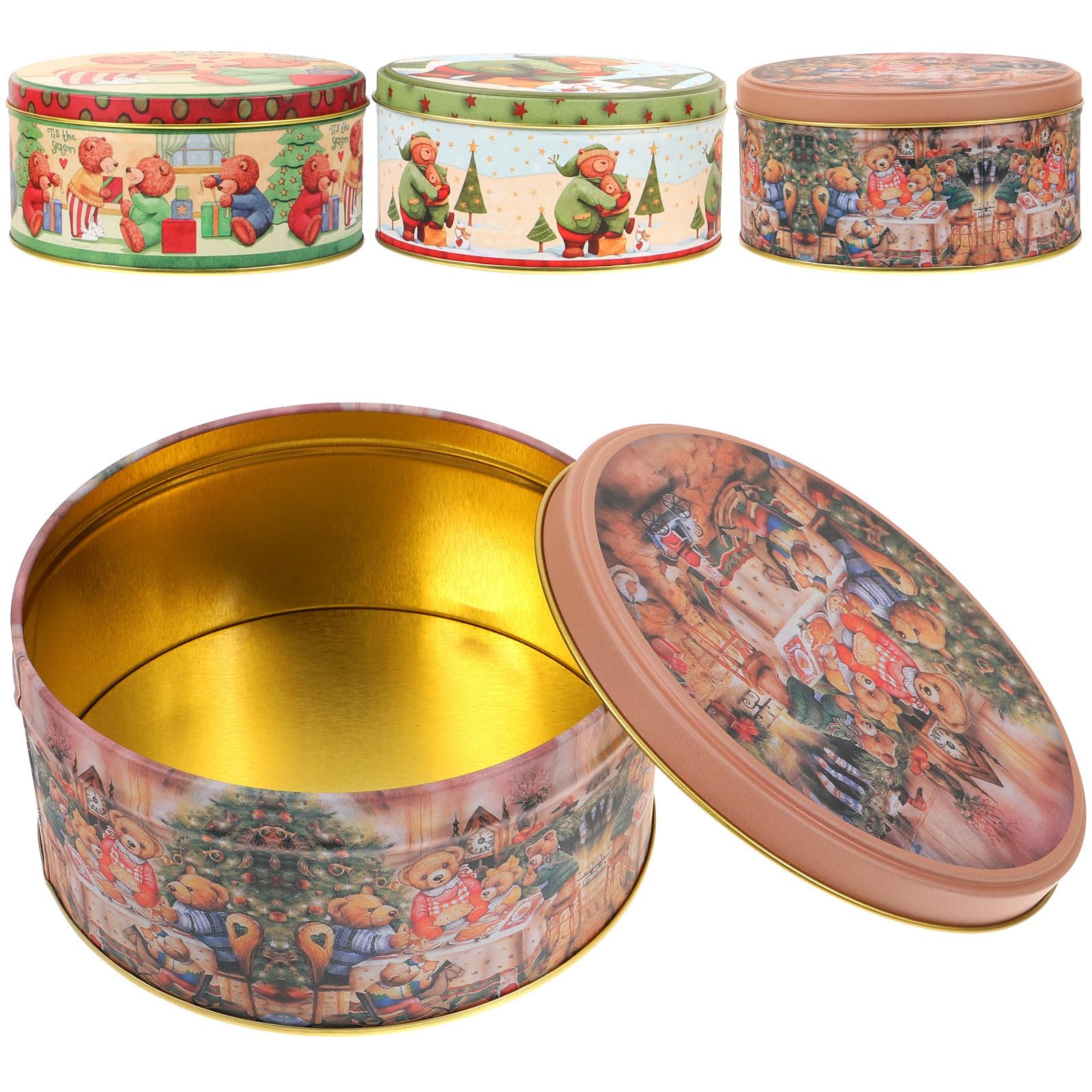 Healvian Caja Metálica Navideña para Galletas y Dulces Diseño Original y Elementos de Navidad, 4 Piezas de Hojalata Adecuado para Fiestas Infantiles y Regalos Estilo Varios estilos
