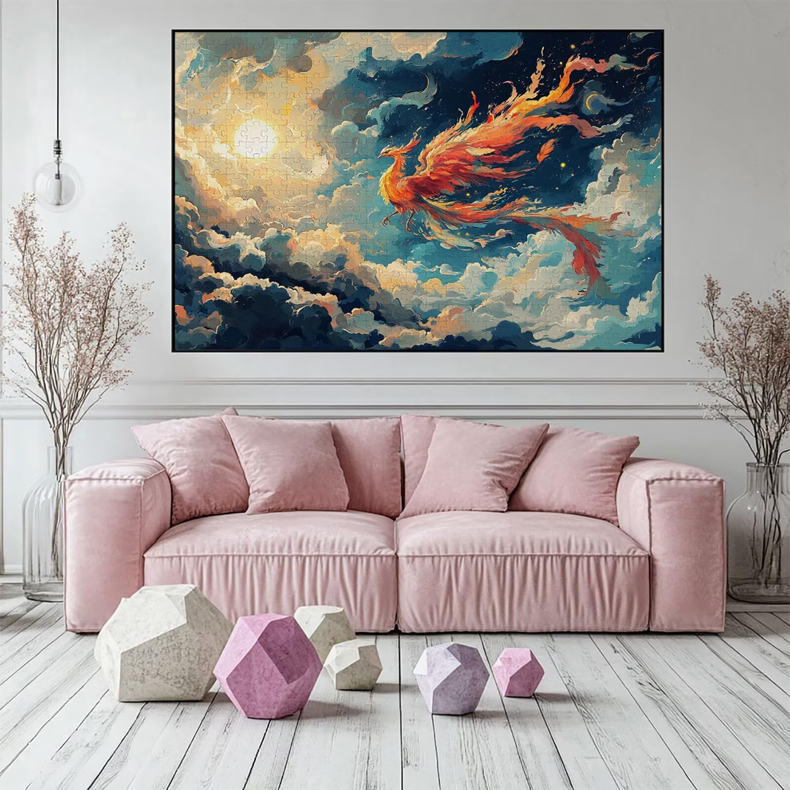 Puzzle 3000 elementów Feniks puzzle dla dorosłych ptak 122 x 81 cm unikalne rzemiosło klasyczne 3D drewniana układanka do rodzinnych gier aktywnych, układanka zrób to sam do dekoracji ścian domu