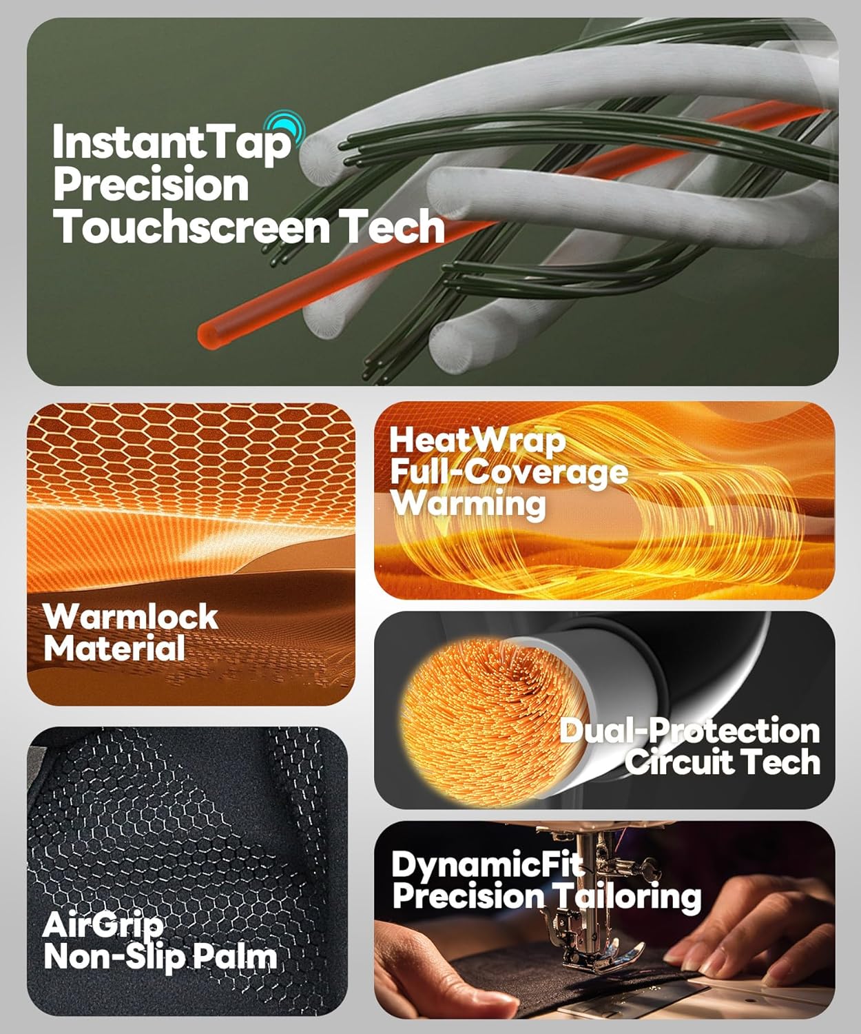 JS LifeStyle Heated Gloves for Men Women,HG-01 7.4V 3000mAh Rechargeable Battery Wind Water Proof with Touch Screen and Light-Off Design for Winter Ski Work Motorcycle - Image 6