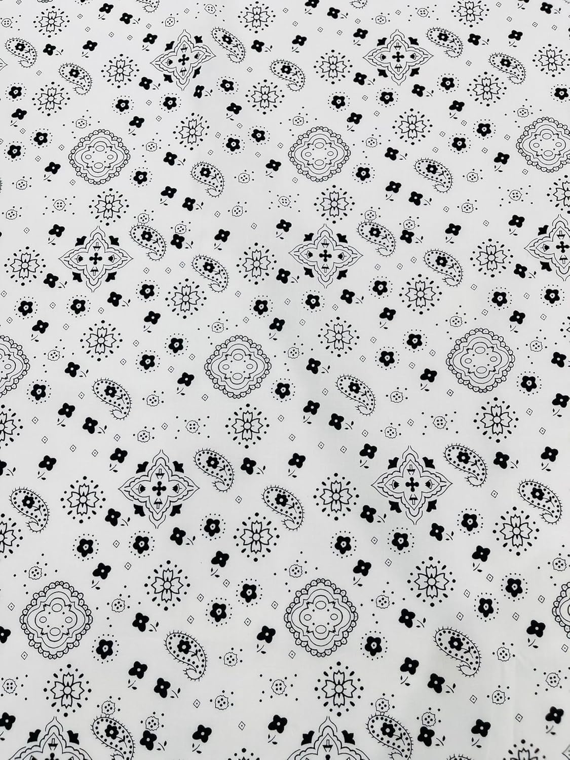 58/59" Wide 65% Polyester 35 Percent Cotton Bandanna Print Fabric, Good for Face Mask Covers, Clothing, Costume,Quilting Fabric Sold by The Yard. (Black, 3 Yards)