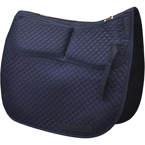 ECP Equine Comfort Products Contoured Correction Dressage Saddle Pad with Adjustable Memory Foam Shims, Quilted Poly-Cotton Design, Pressure Relief for Horses with Swayback or Muscle Loss