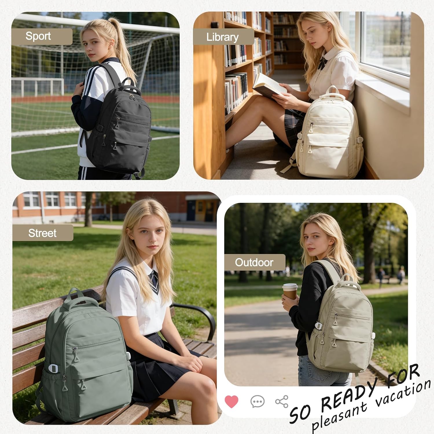 Backpack for College Students Women Men, Aesthetic Backpacks for Middle School, Waterproof Bookbag, Lightweight High School Backpack for Teens Boys Girls(Gray Brown) - Image 6