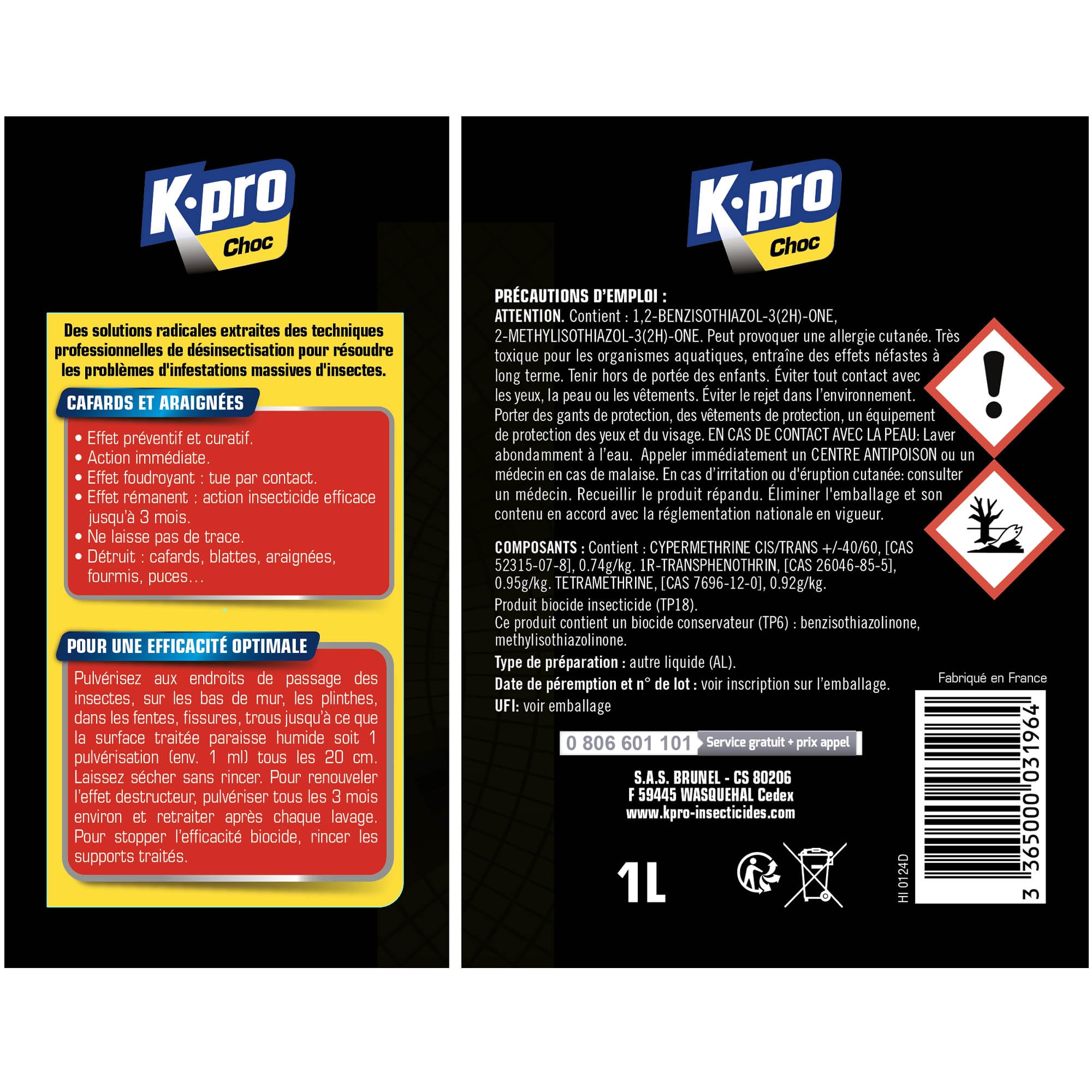 Spray Aérosol Anti Cafards et Araignées 1L Action Radicale Longue Durée Professionnel