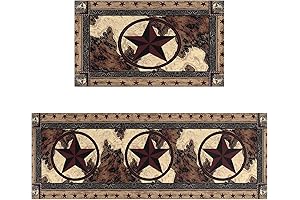 Rustic 2-Piece Western Texas Star Kitchen Rugs