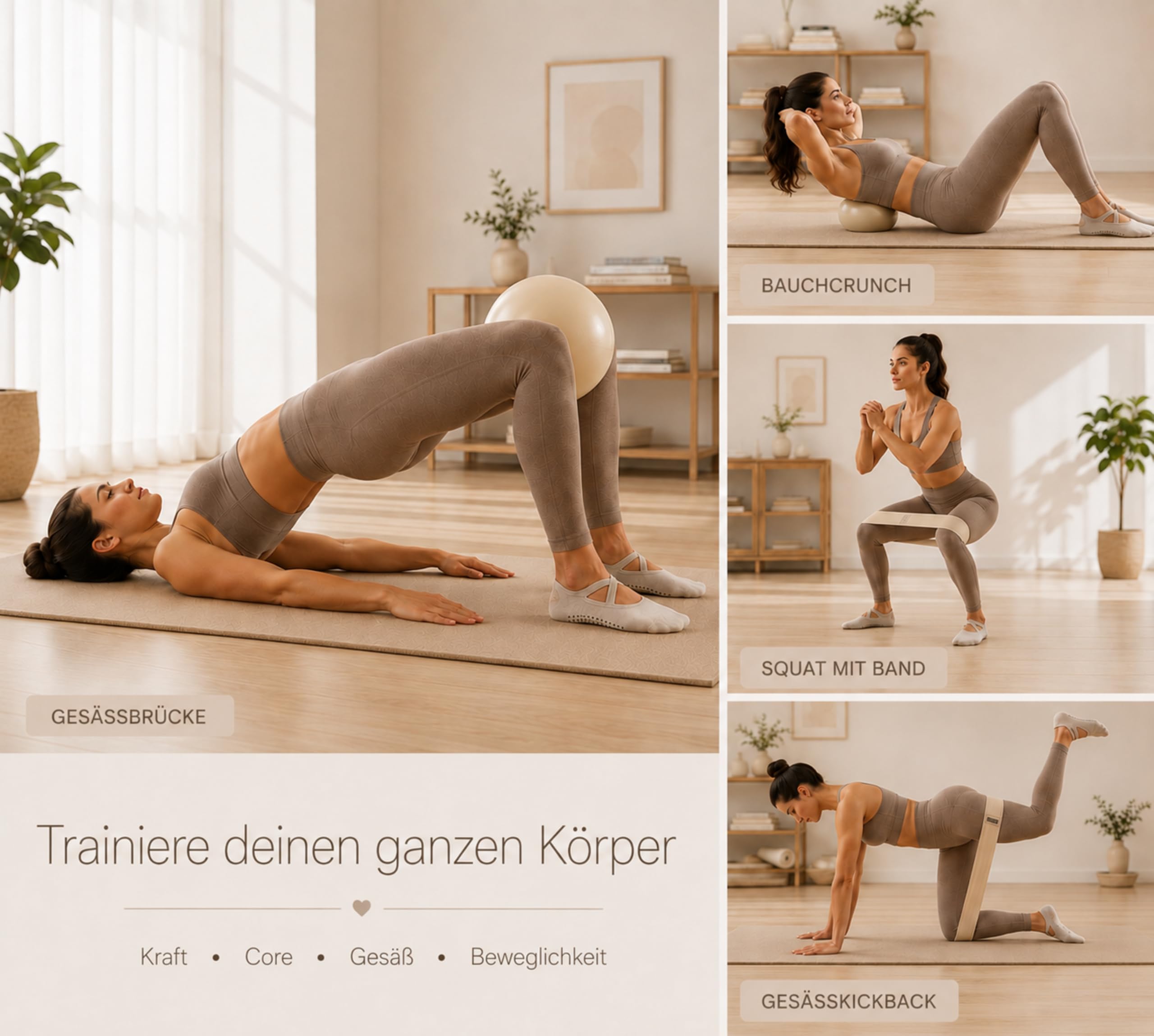 Pilates Set für Zuhause, Fitness Set mit Pilates Ring, Gewichtsmanschetten, Fitnessbändern, Pilates Ball, Gleitscheiben, Pilates Socken & Widerstandsbändern