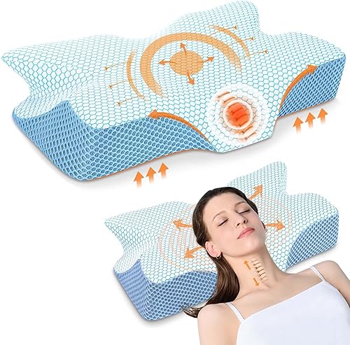 Anvo Almohada cervical para aliviar el dolor de cuello - Almohada para el dolor de cuello y hombros - Almohadas cervicales para aliviar el dolor de