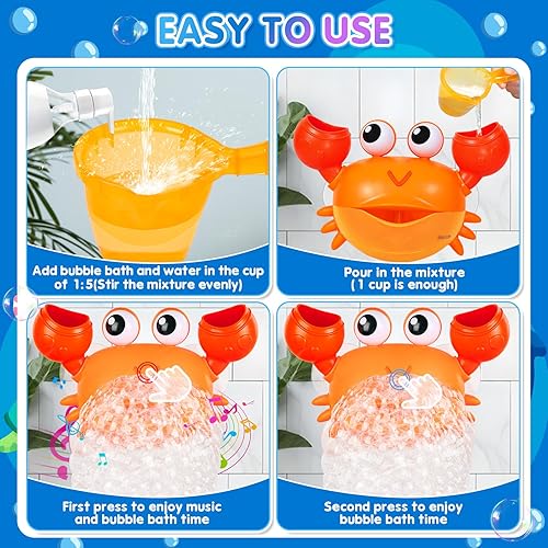Miniatura 5 de Actualización 2024Juguetes de baño de burbujas de cangrejo, recargable por USB, máquina automática de burbujas para bañera con música, juguetes de