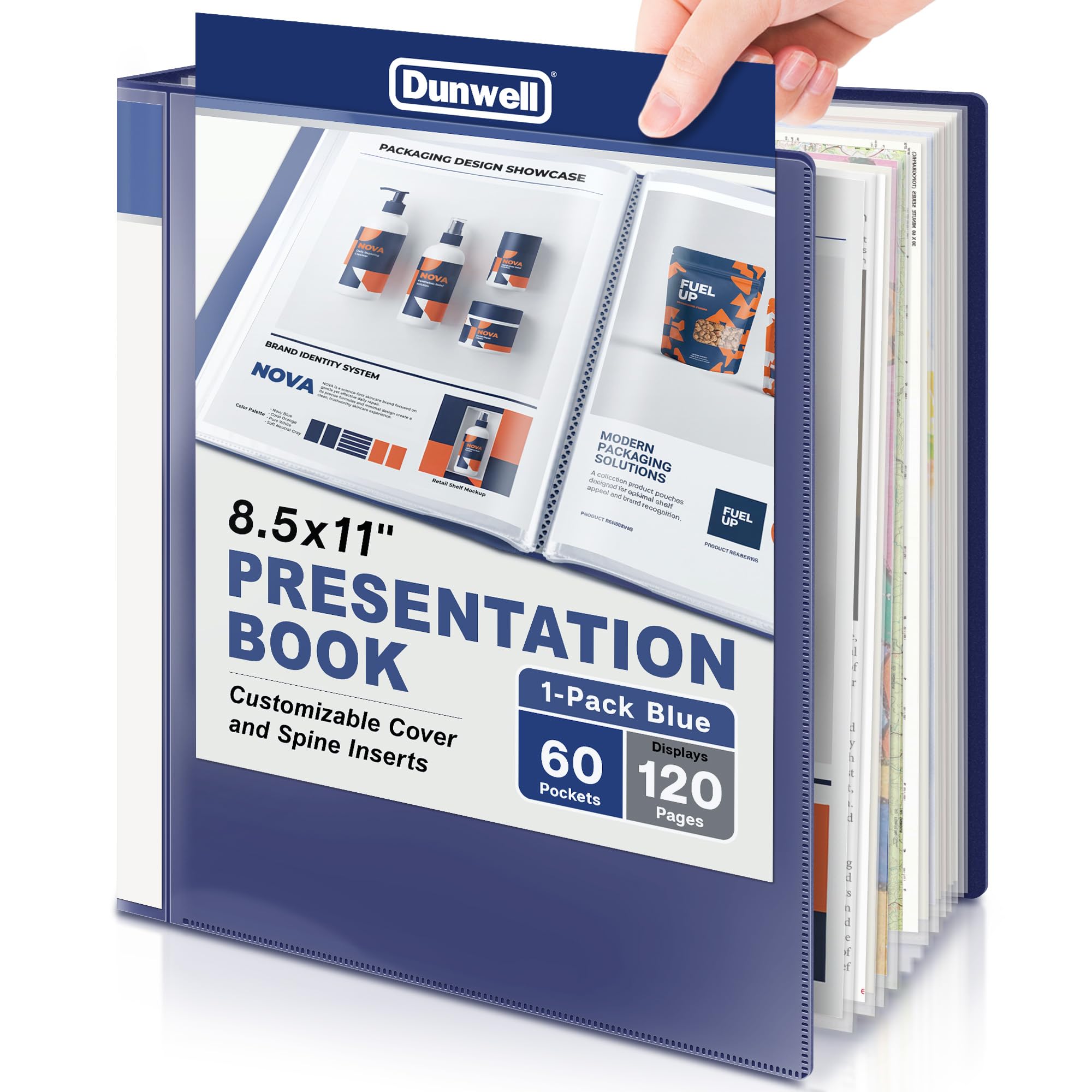 Dunwell Präsentationsmappe mit 60 Fächern, 120 Seiten, 21,6 x 27,9 cm, Portfolio-Ordner mit Kunststoffhüllen, Aufbewahrung und Organizer für Dokumente, Fotos, Kinder-Kunstwerke, Projekte, Rezepte