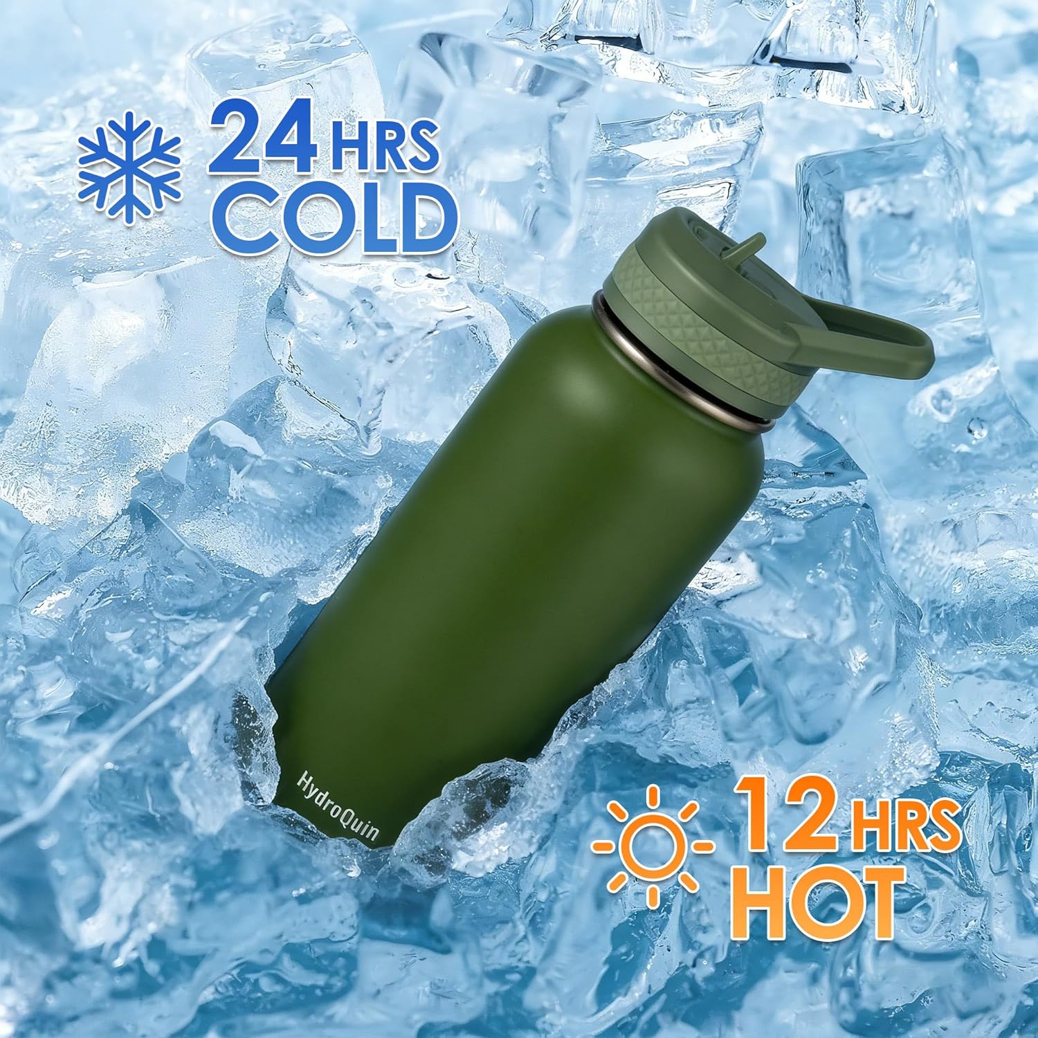 32 oz Water Bottle with Straw, Stainless Insulated Steel Waterbottle with Comfort Grip Handle,Water Bottles for Camping Sports Office Daily Use