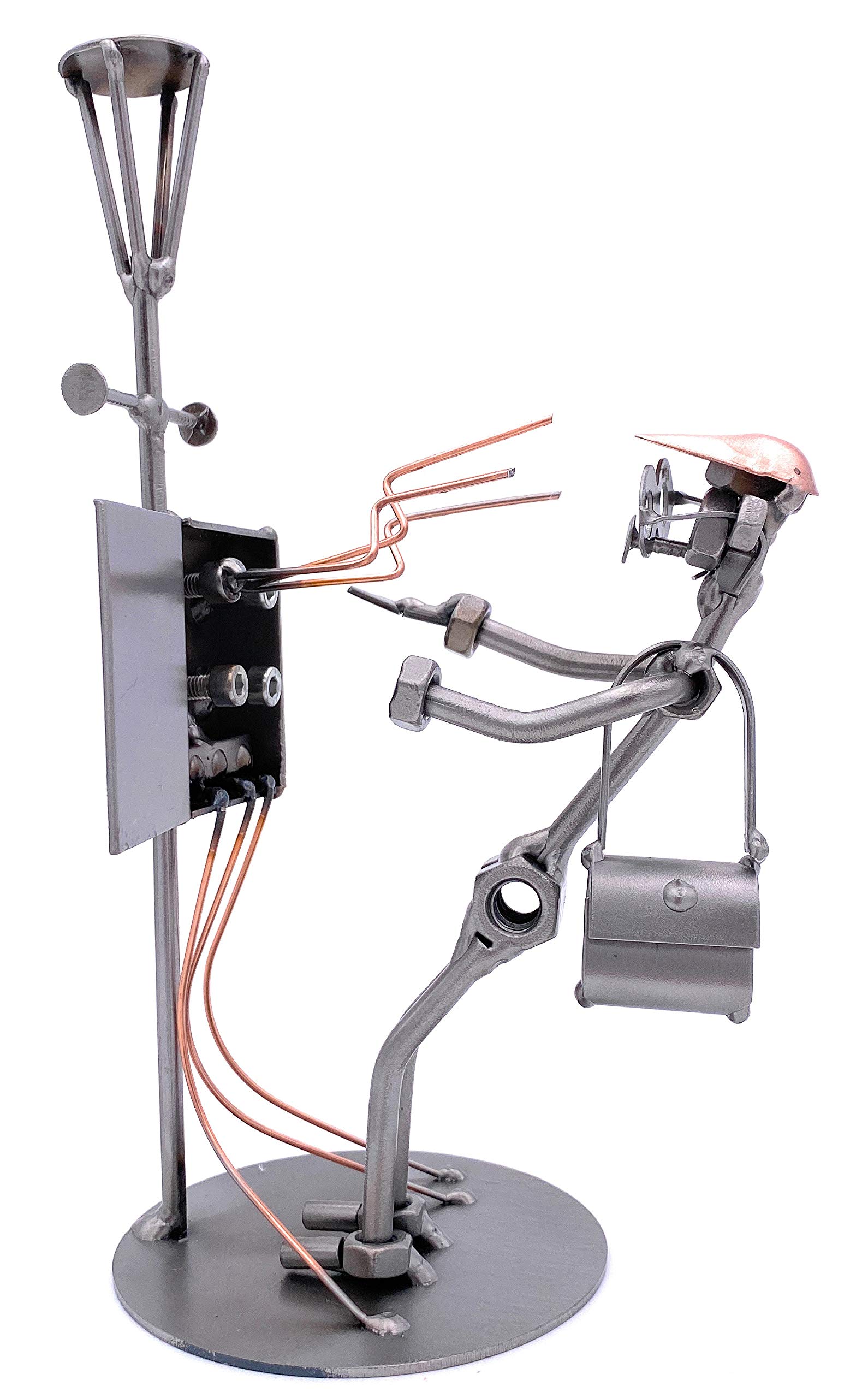 STEEMO Schraubenmännchen Elektriker Handwerker Geschenk Metall-Deko 13x12x24 cm