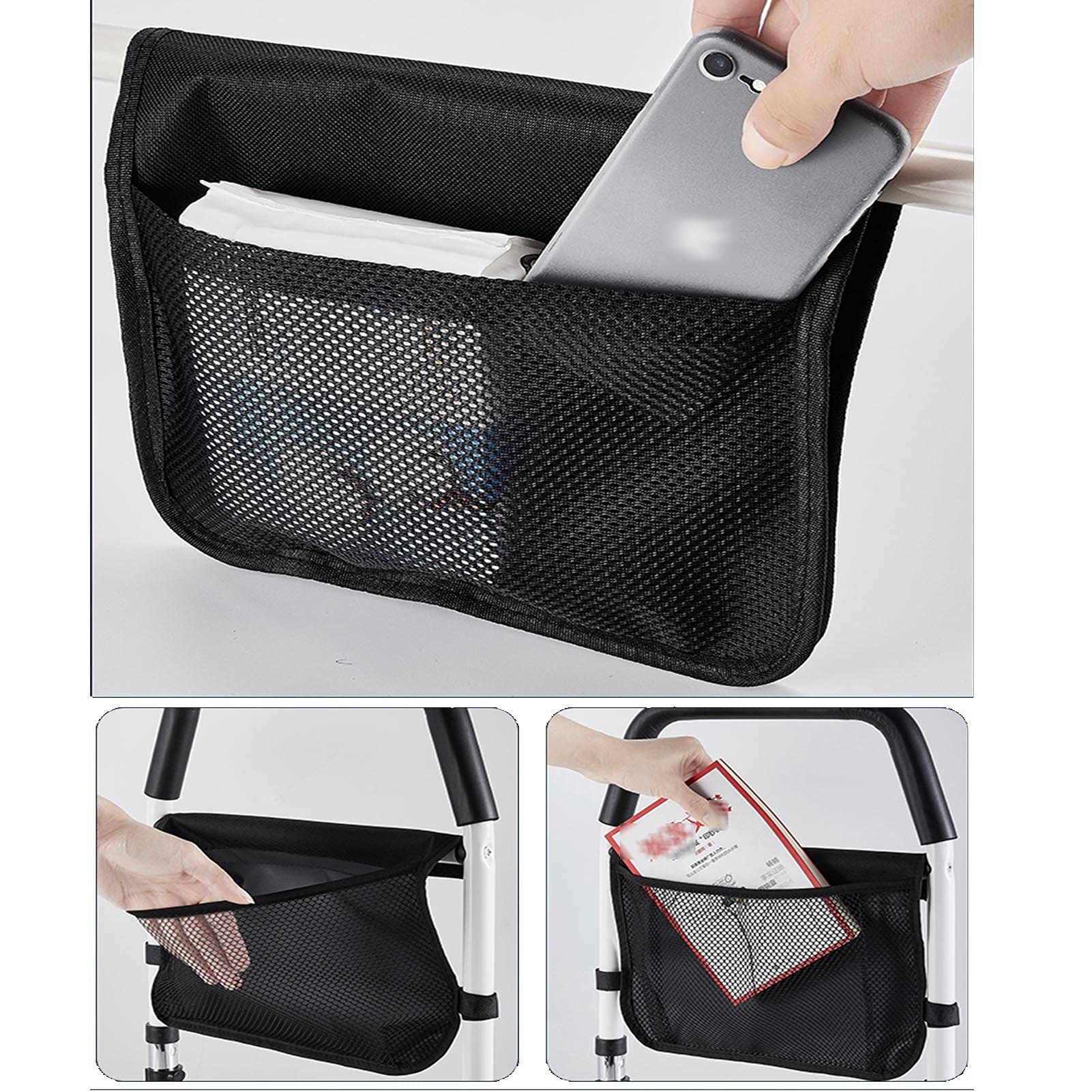 Sponda Letto di Sicurezza, Aiuto alla Mobilità con Utile Tasca Portaoggetti, Maniglia per Binario di Aiuto al Letto Carico Massimo 136KG