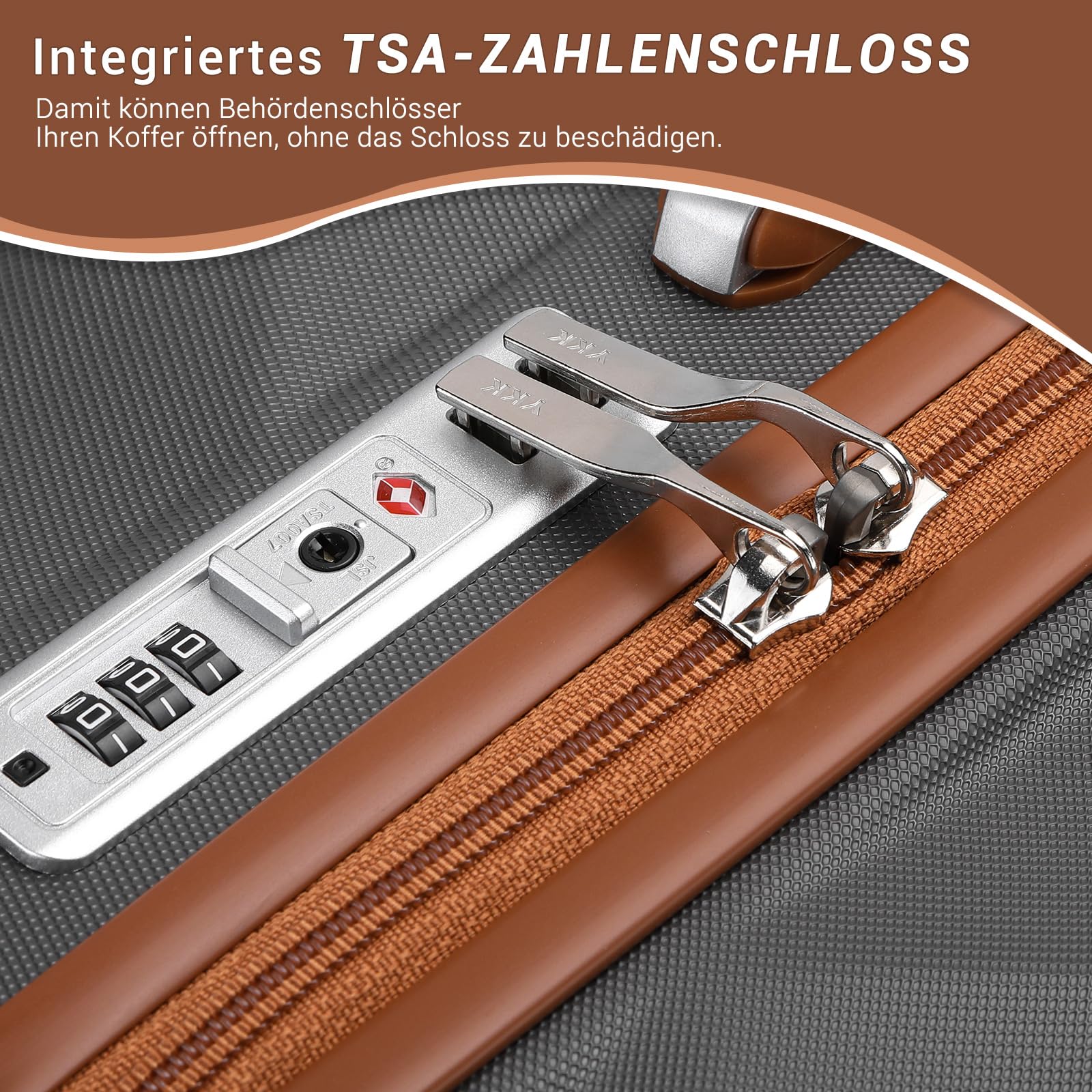 British Traveller 2-Teiliges Kofferset für Paarreise, Hartschalen-Koffer Set Leicht & Robust, 34L+57L, Zweiteiliges Gepäckset mit 360° Spinner Räder, TSA Zahlenschloss, Grau