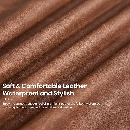 Miniatura 6 de Sillón reclinable de cuero con soporte para tazas, silla reclinable manual para sala de estar, asiento moderno de cine en casa con asiento acolchado