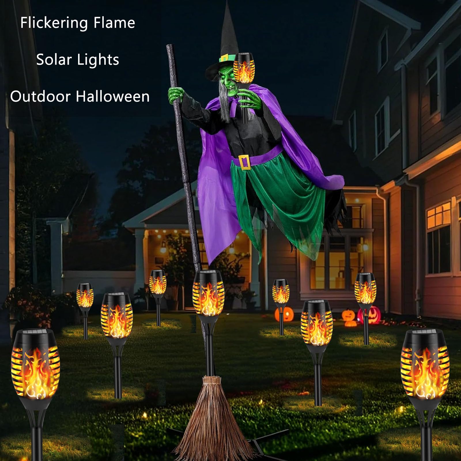 Solar-Flammenlichter für den Außenbereich, Solar-Taschenlampe mit flackernder Flamme für Gartendekoration, wasserdichte LED-Tiki-Fackeln für draußen, Hoflicht für Wege, Rasen, Terrasse